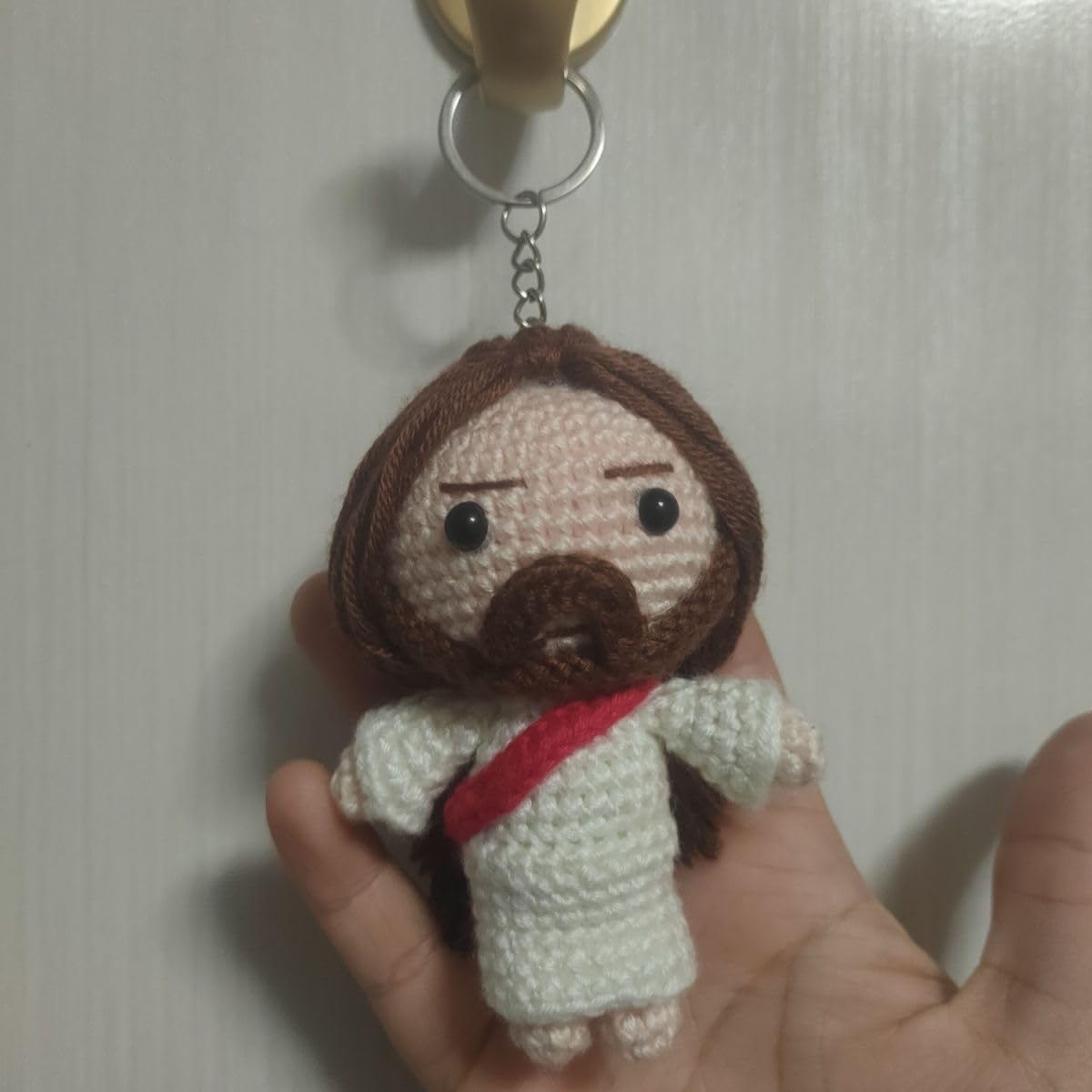 Handmade Crochet Jesus Keychain Pendant