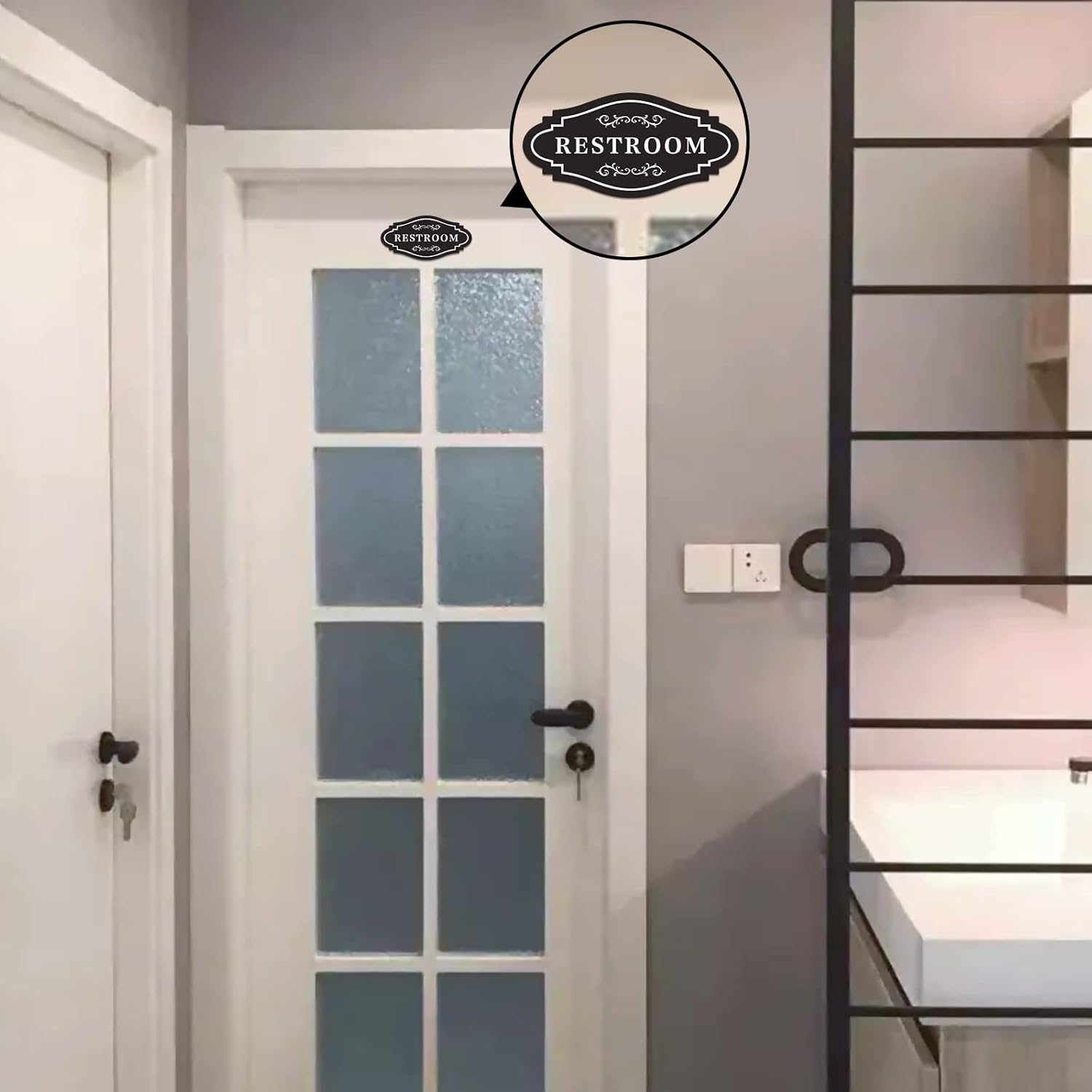 FXRN Restroom Sign 4x8 Inch Easy Install No Tools