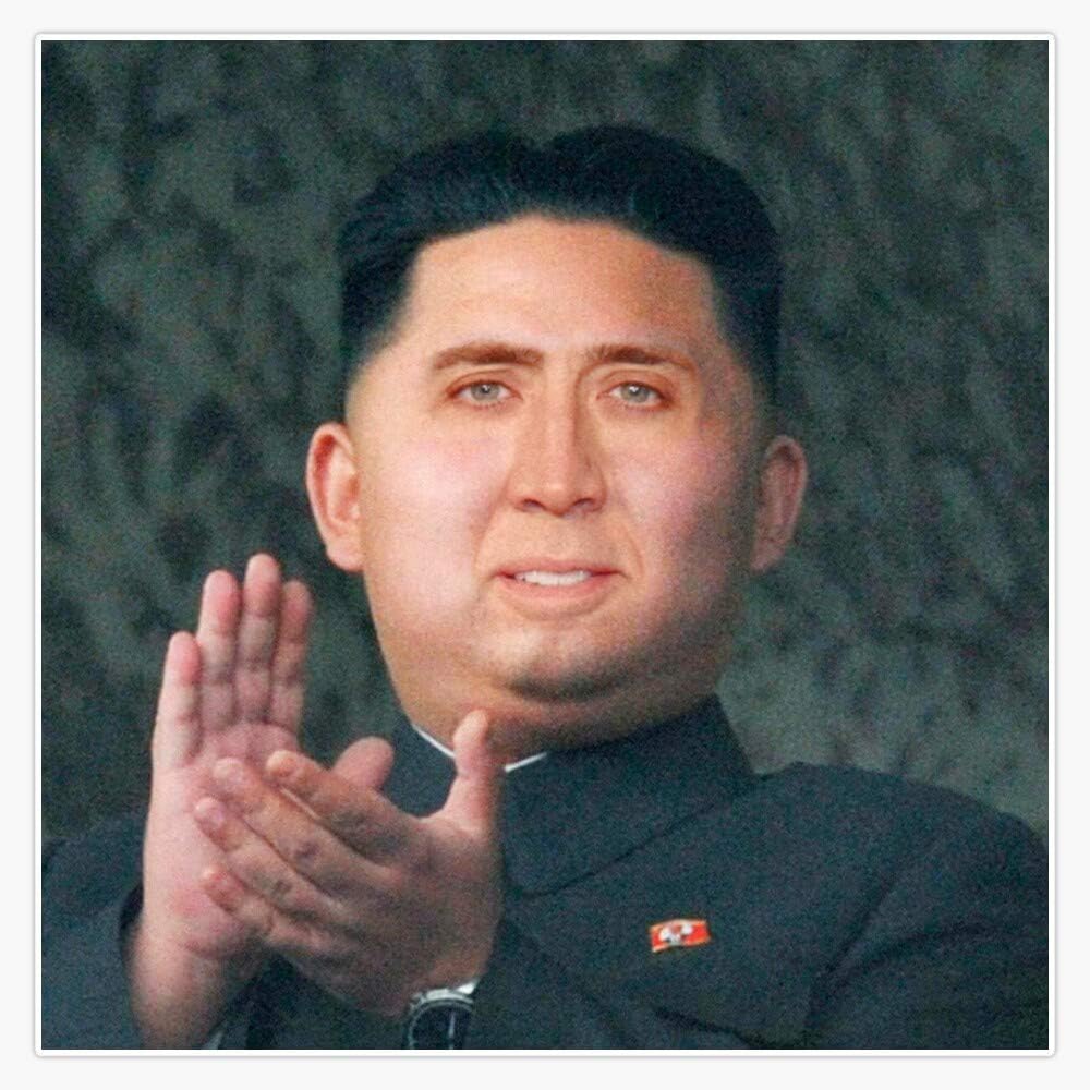 Nicolas Cage Kim Jong-Un Bumper Sticker Vinyl Decal