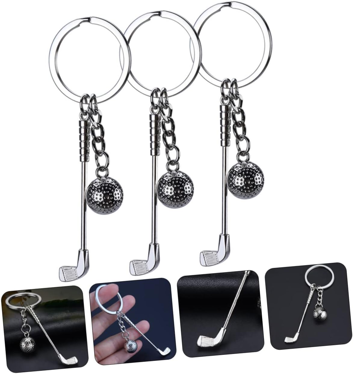 3PCS Golf Ball Keychain Set for Golf Enthusiasts