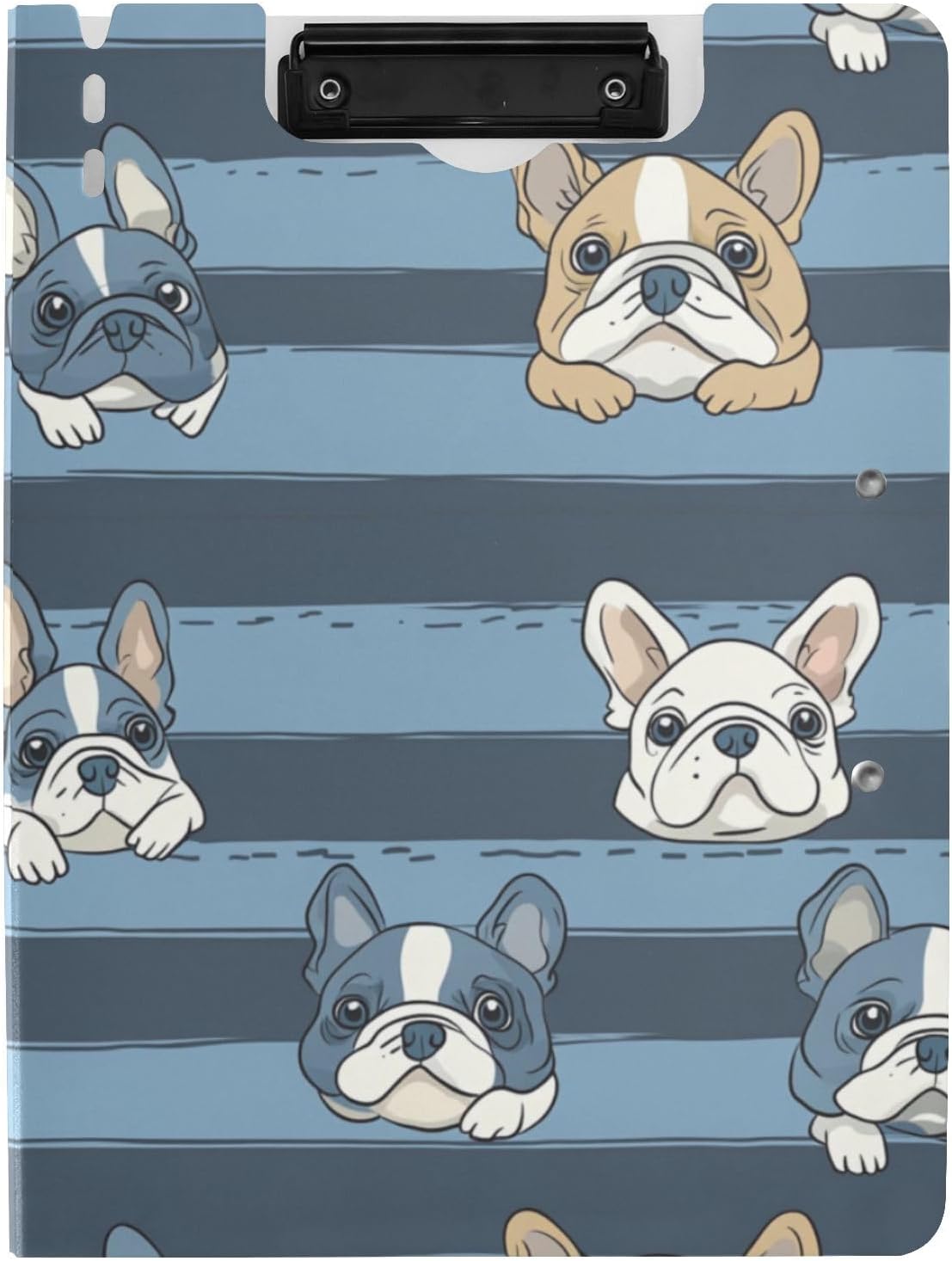 Kcldeci Clipboards Folder with French Bulldog Stripes