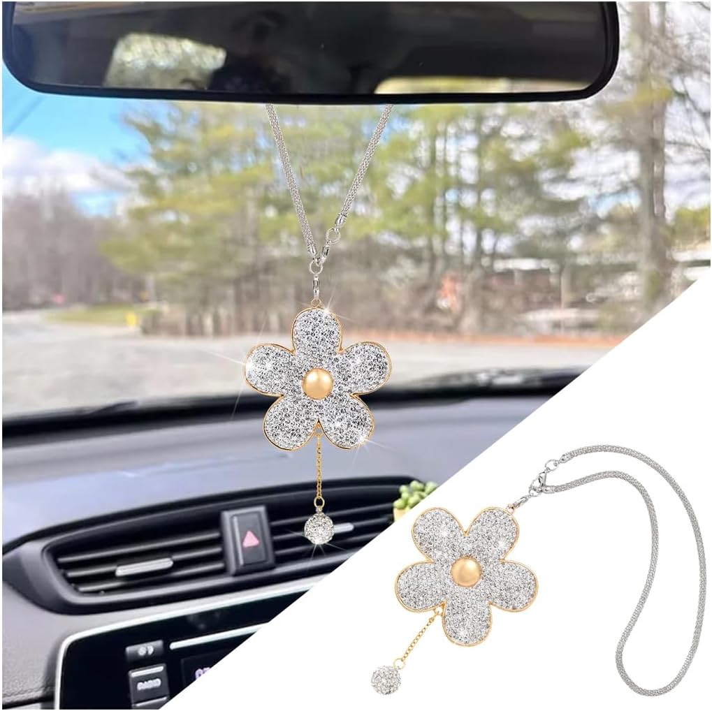 BESULEN Bling Daisy Flower Car Hanging Decor