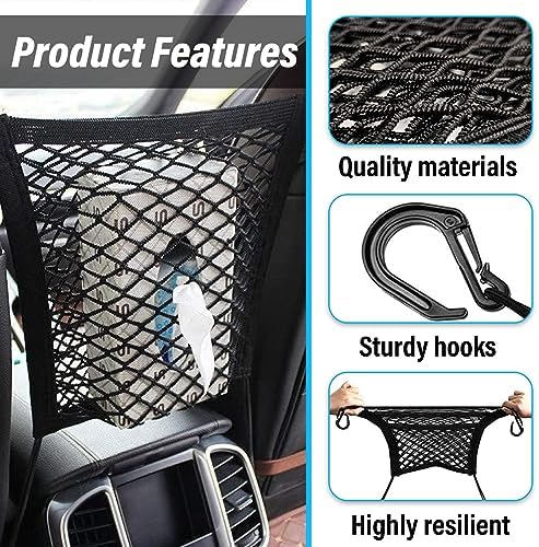 Kewucn 2 Layers Car Mesh Organizer with Elasticity