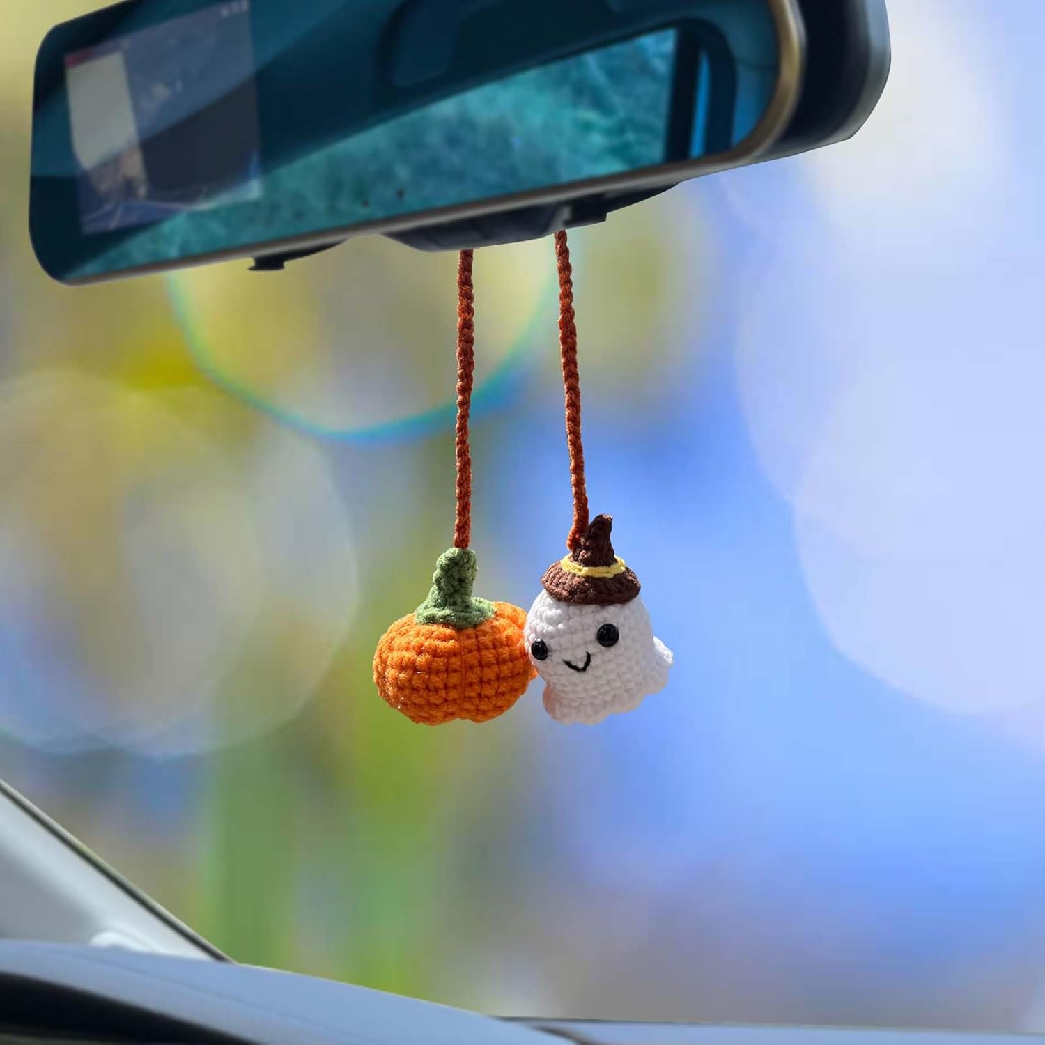 Crochet Car Mirror Halloween Accessories for Women and Teen