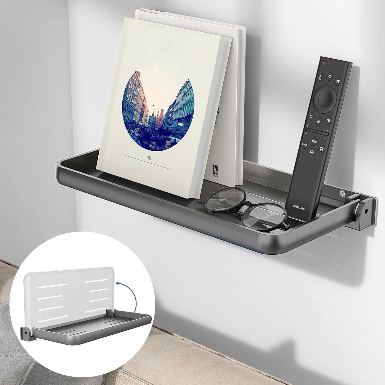 Safoner RV Aluminum Fold-Down Wall Shelf - Space-Saving Interior Organizer