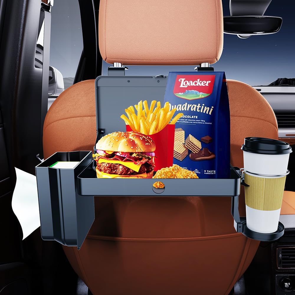 3-in-1 Car Headrest Backseat Organizer with Cup Holders and Hooks