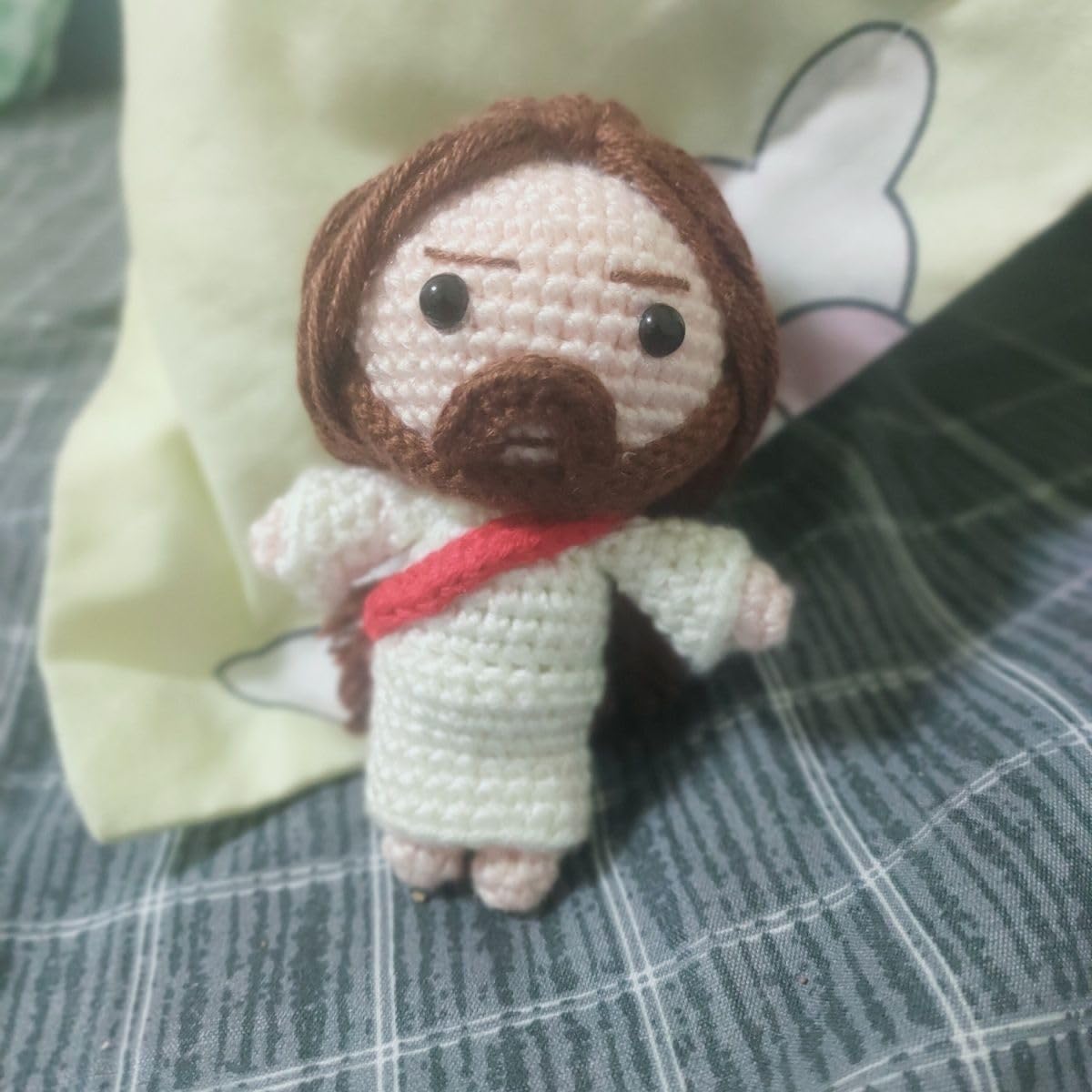 Handmade Crochet Jesus Keychain Pendant
