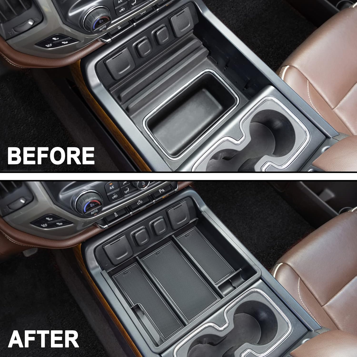 JKCOVER Center Console Organizer for Chevy Silverado GMC Sierra 2014-2018