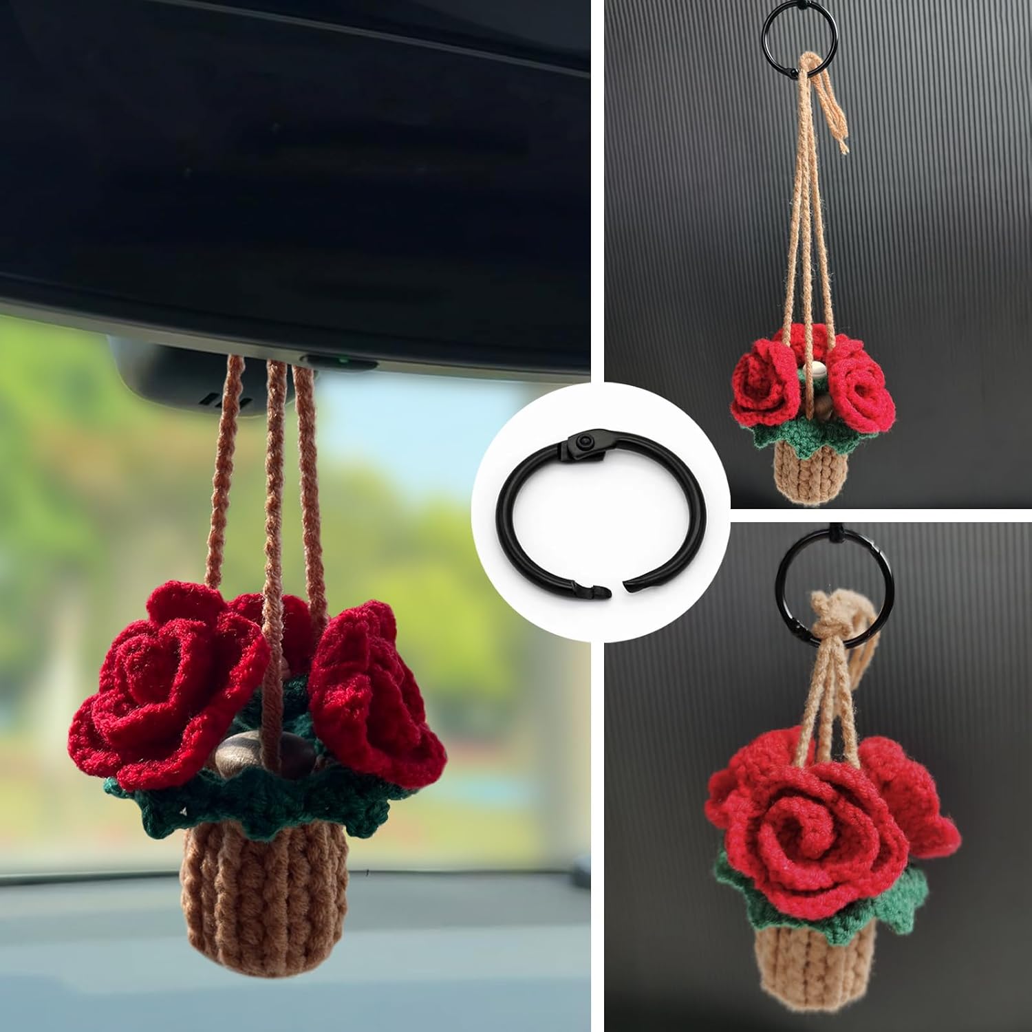 Mevolf Crochet Air Freshener with Cute Potted Plants