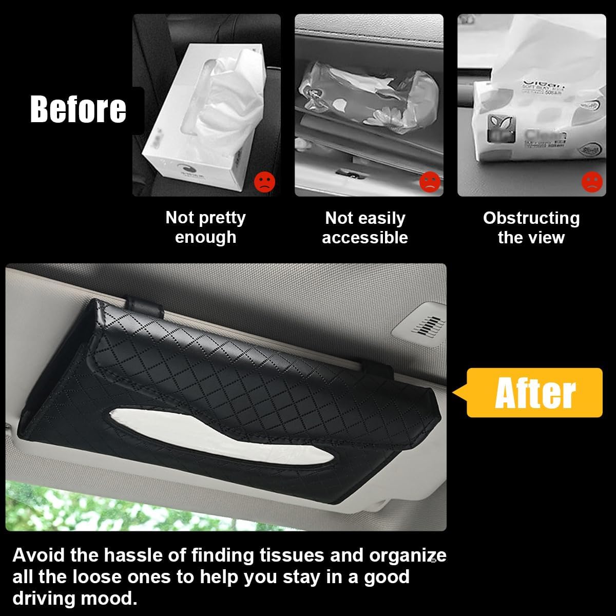 Sylvil Car Tissue Holder for Sun Visor and Seat Back