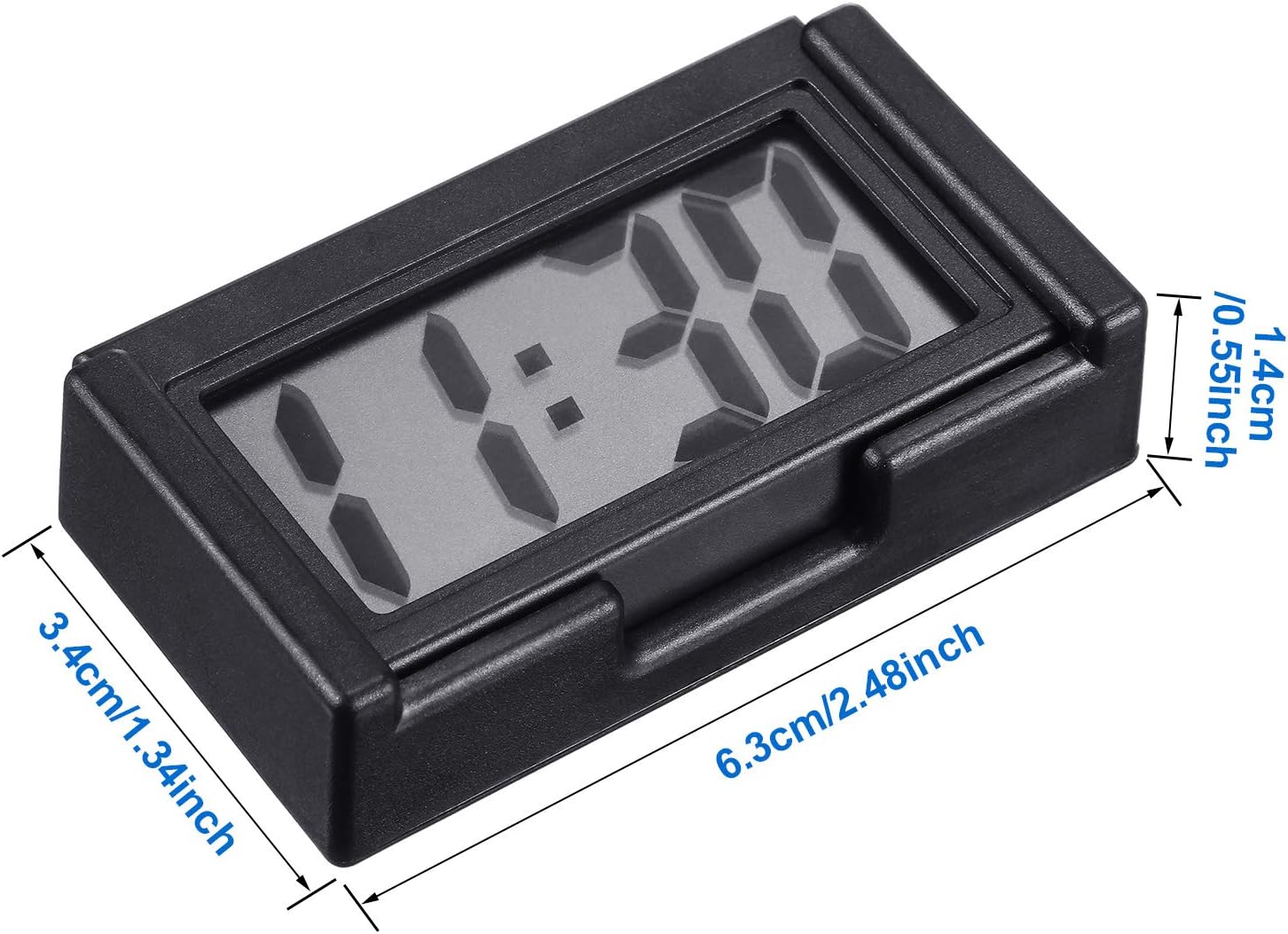 Frienda 3 Piece Mini Digital Clock Stick On Car Dashboard Fridge Black