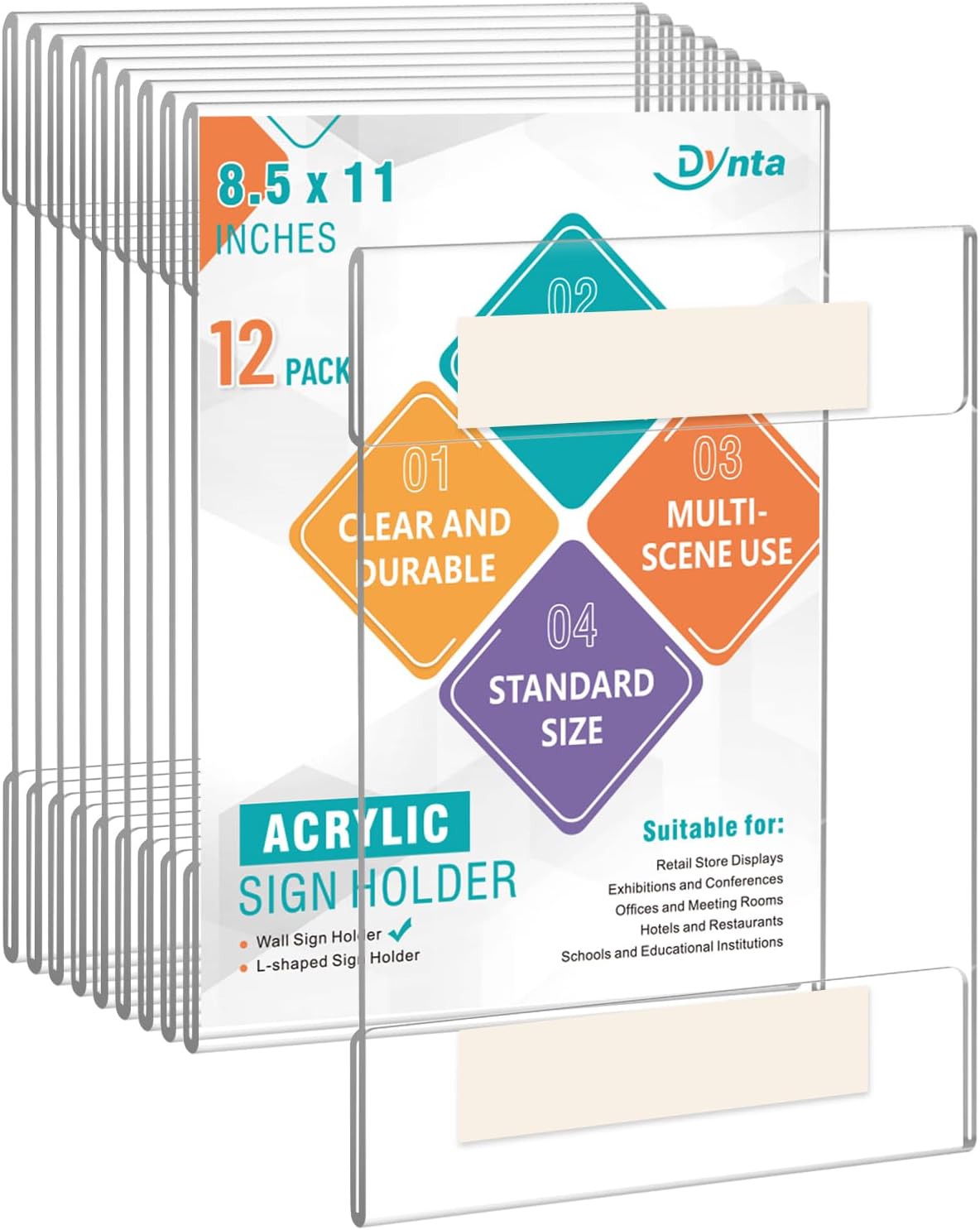 Dynta 12 Pack Acrylic Sign Holder 85x11 Wall Mount Display Stand