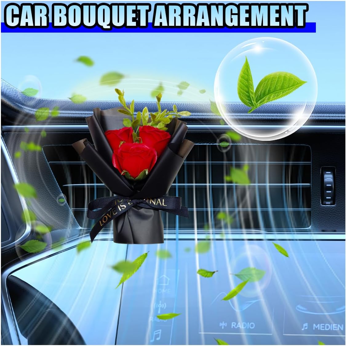 Mini Bouquet Car Vent Clip Cute Rose Air Freshener Decor