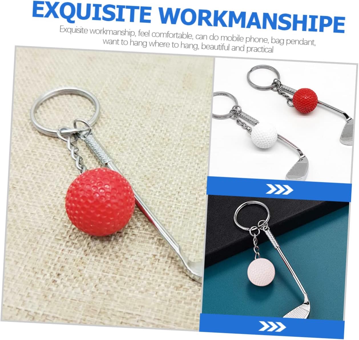 3pcs Golf Keychain Backpack Charms Durable Keyring Holders for Golf Lovers