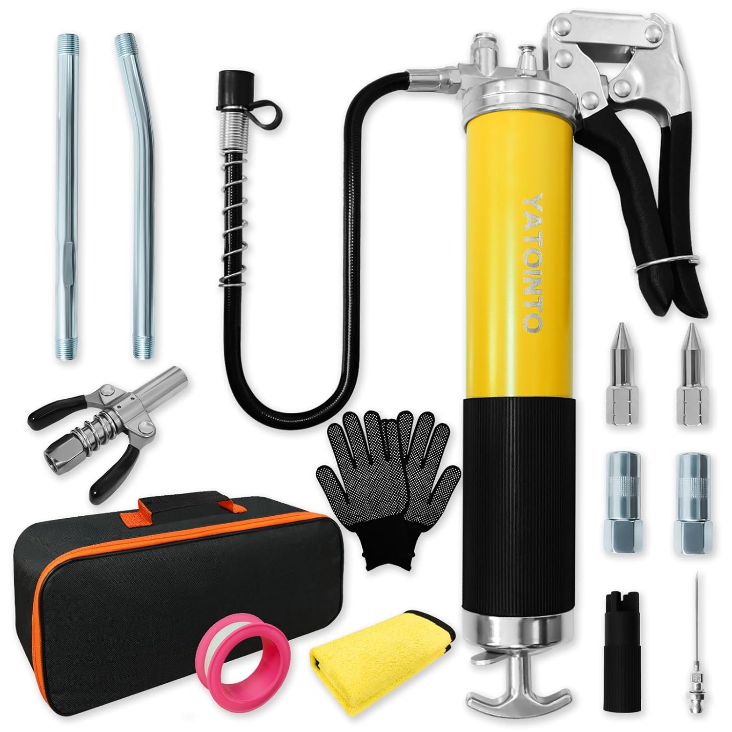 15 Pcs Versatile Grease Gun Kit with 7000 PSI Leak-Proof Spray