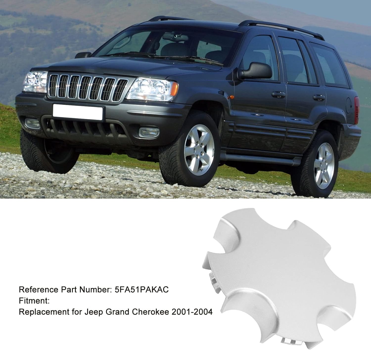 Wheel Center Hub Cap 5FA51PAKAC Replacement for 2001-2004