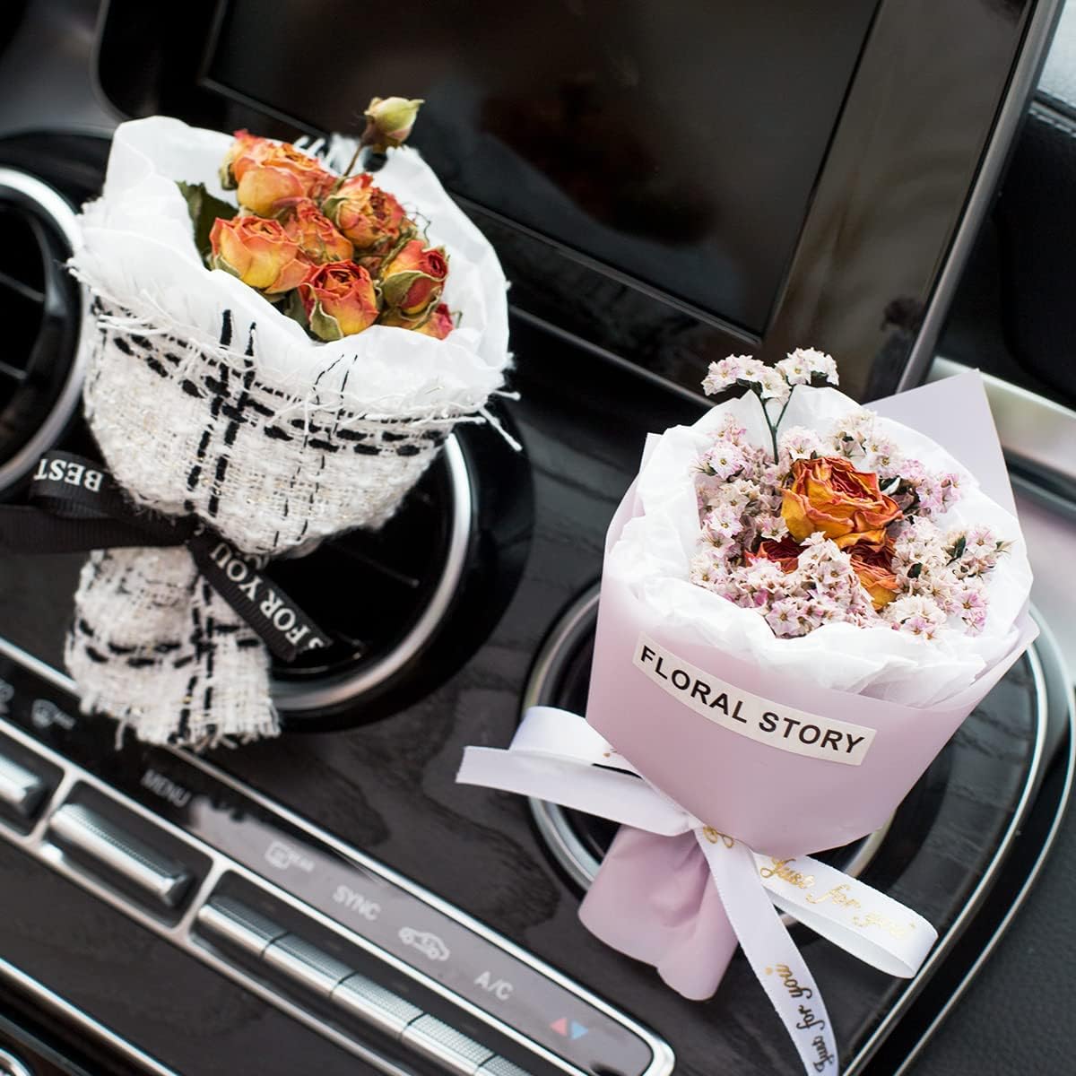 SWR Car Dry Flower Bouquet Air Freshener Clip Diffuser Decoration