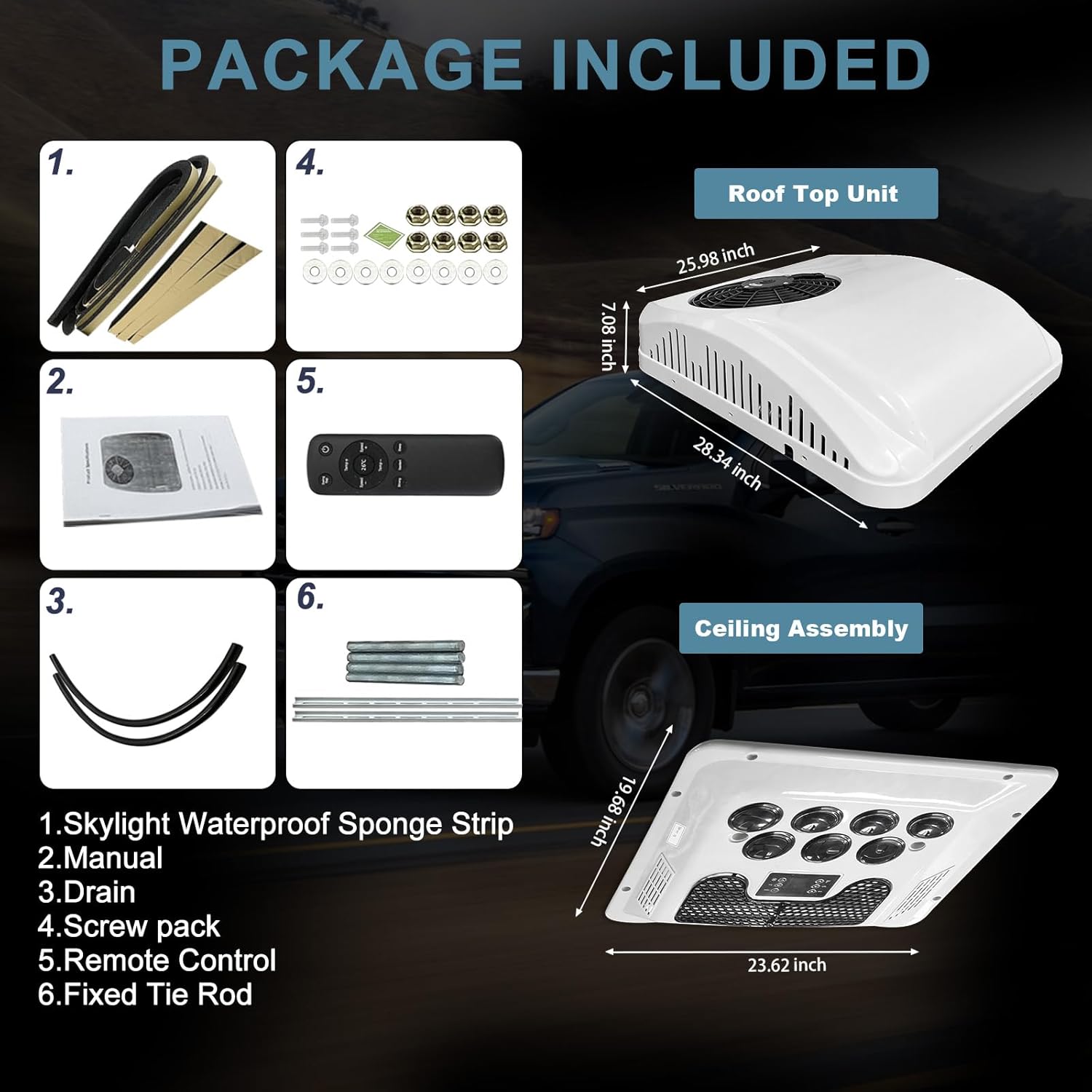 RV Rooftop 12V Air Conditioner with Heating and Cooling