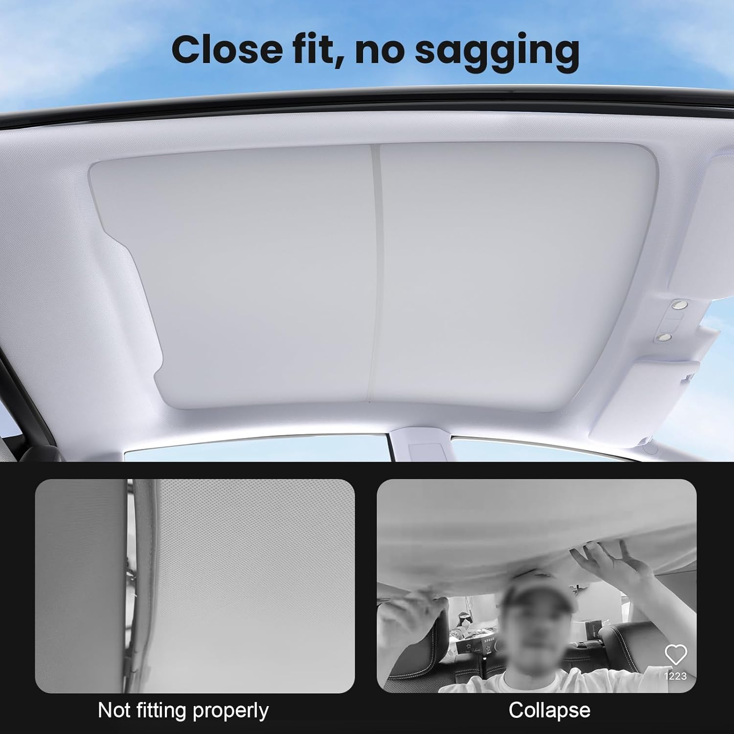 Topfit New Model Y Roof Sunshade Heat Insulating UV Protective
