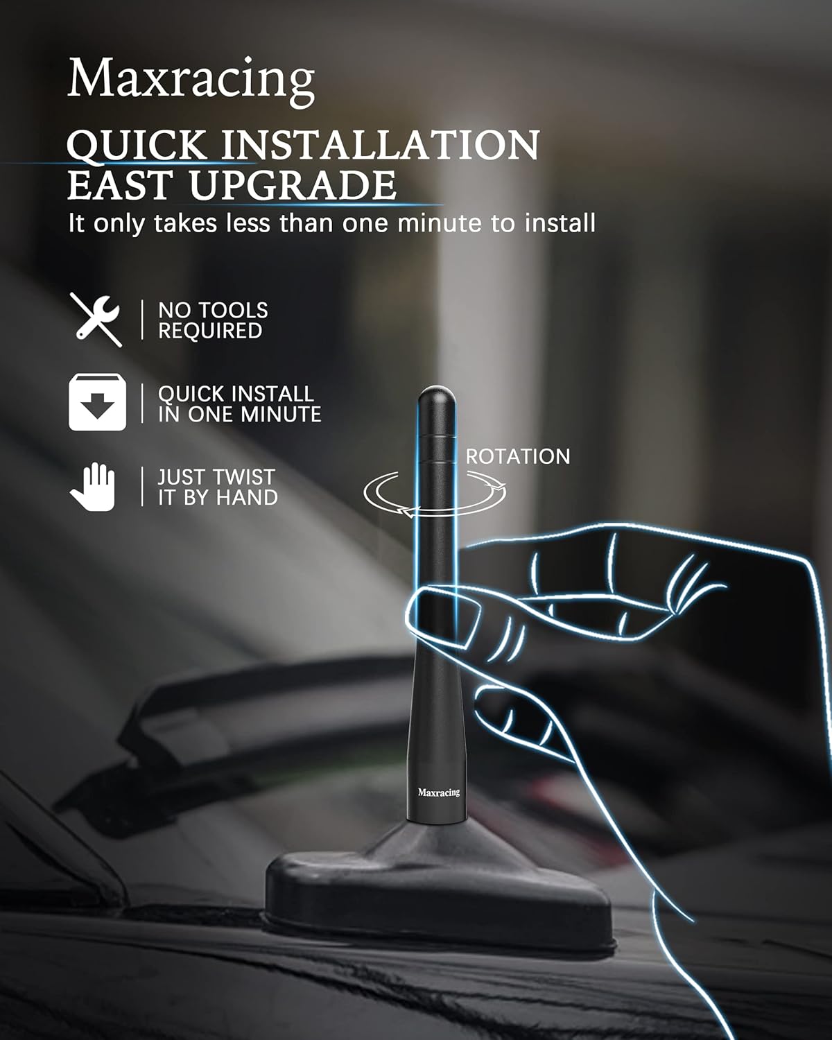 MAXRACING Short Truck Antenna for Motorcycles 1998-2025