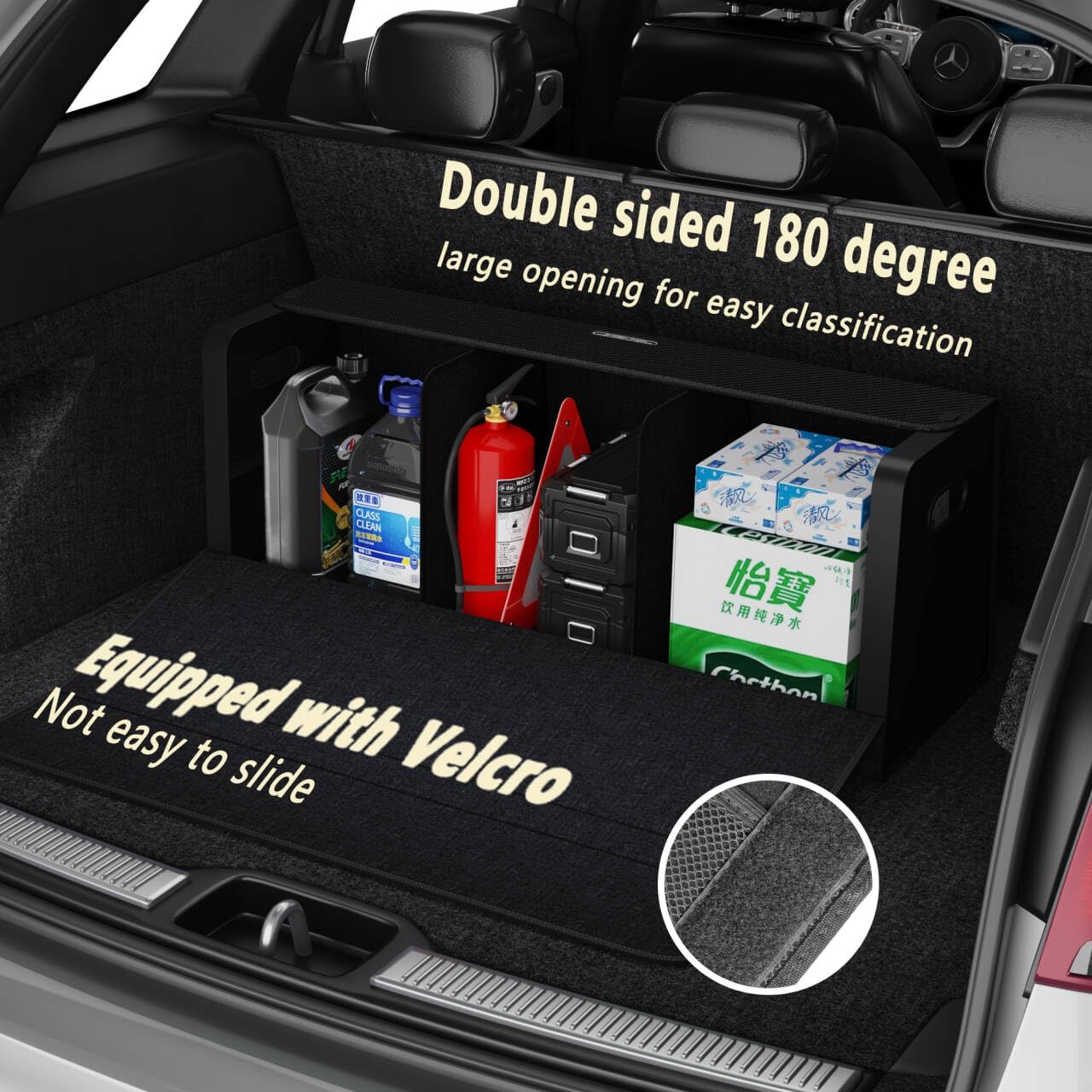 GMQ Car Trunk Organizer Large Capacity Black