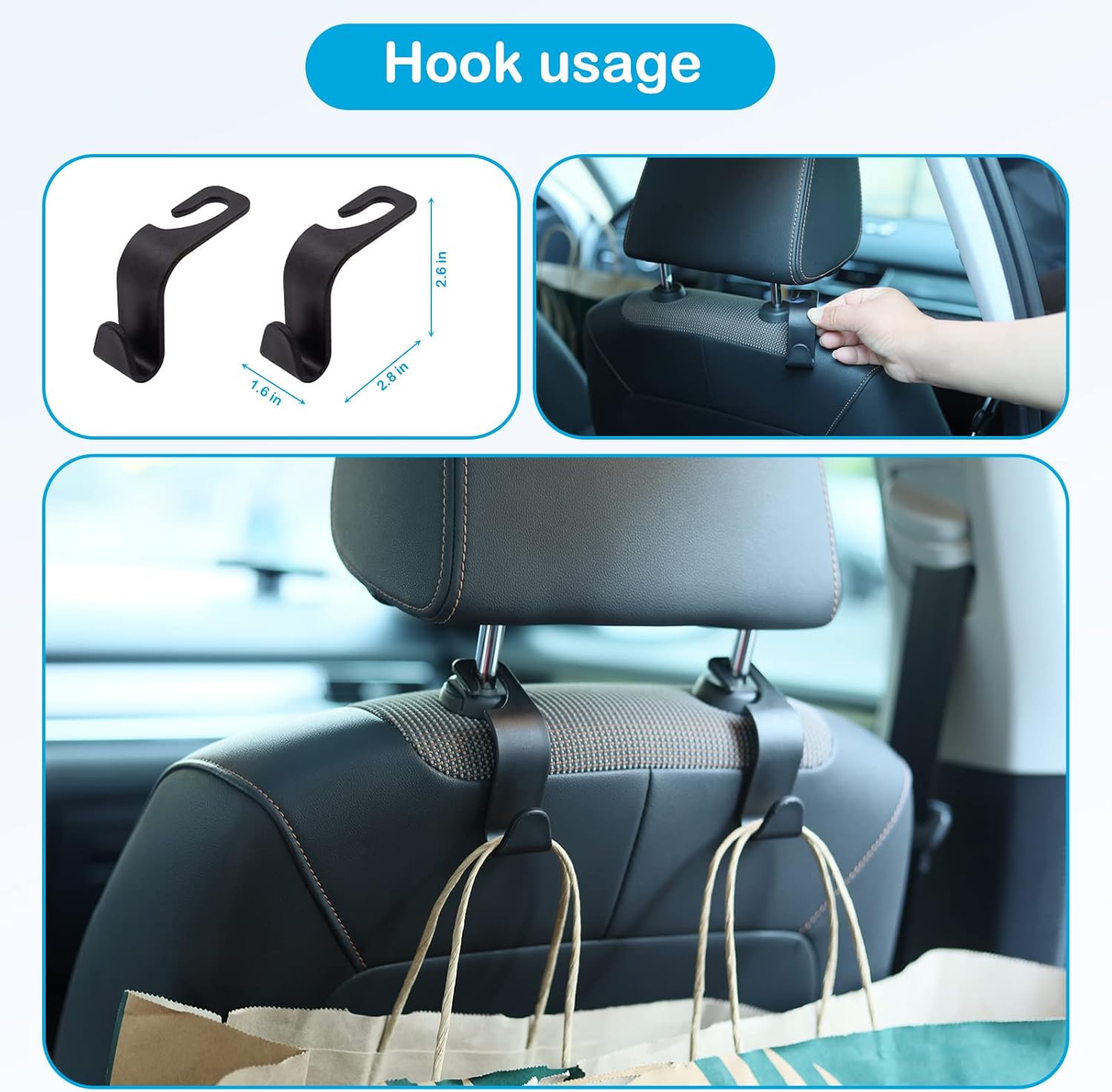 2 Pack Car Backseat Organizer with Tablet Holder and Tissue Box Pockets