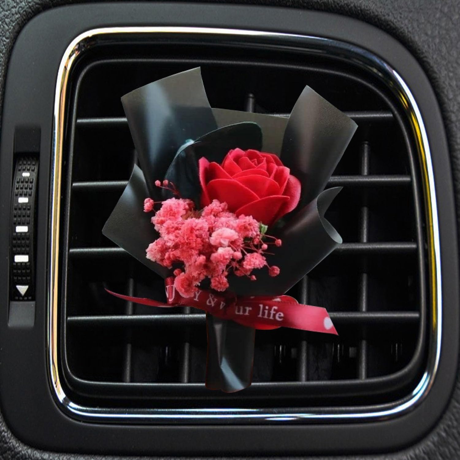 Galepromot Black Mini Dried Flower Bouquet Car Air Vent Clip
