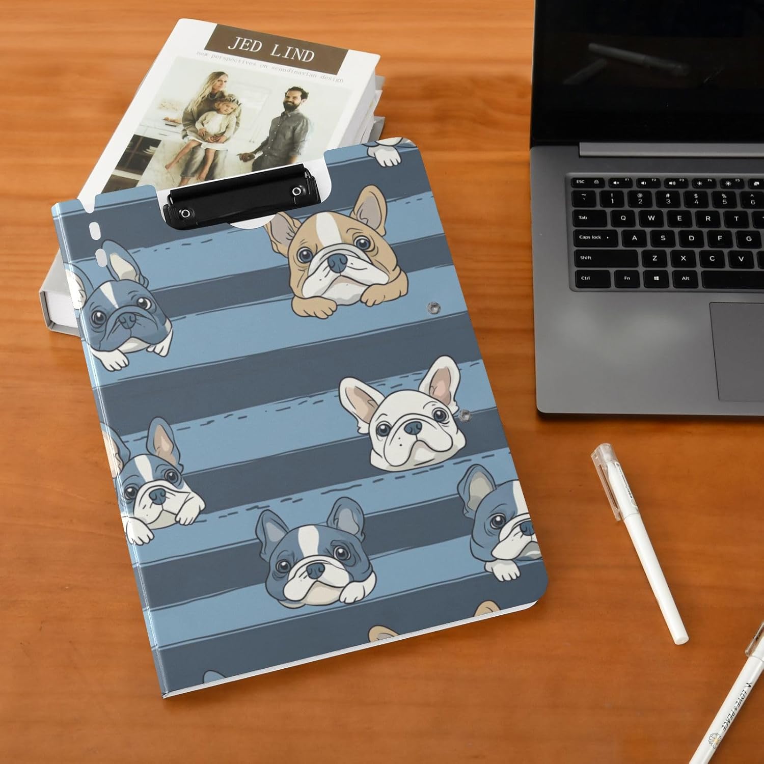 Kcldeci Clipboards Folder with French Bulldog Stripes