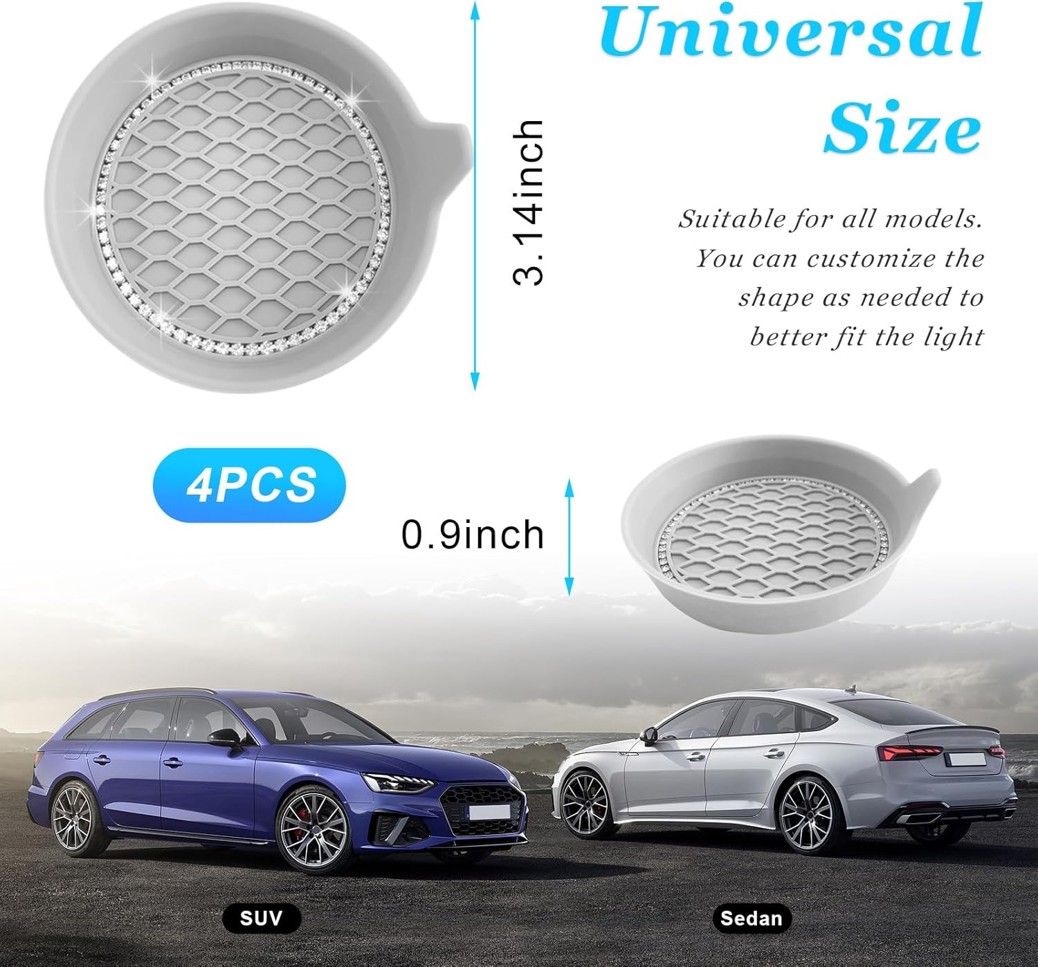 Ziciner 4 Piece Car Cup Coaster Holder Set