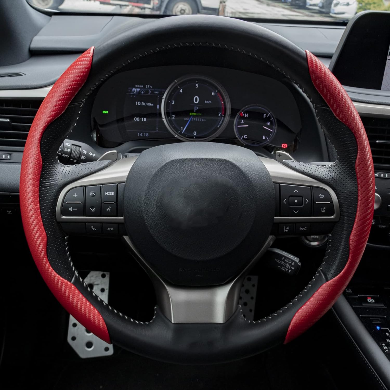 Amiss Carbon Fiber Steering Wheel Protector Red