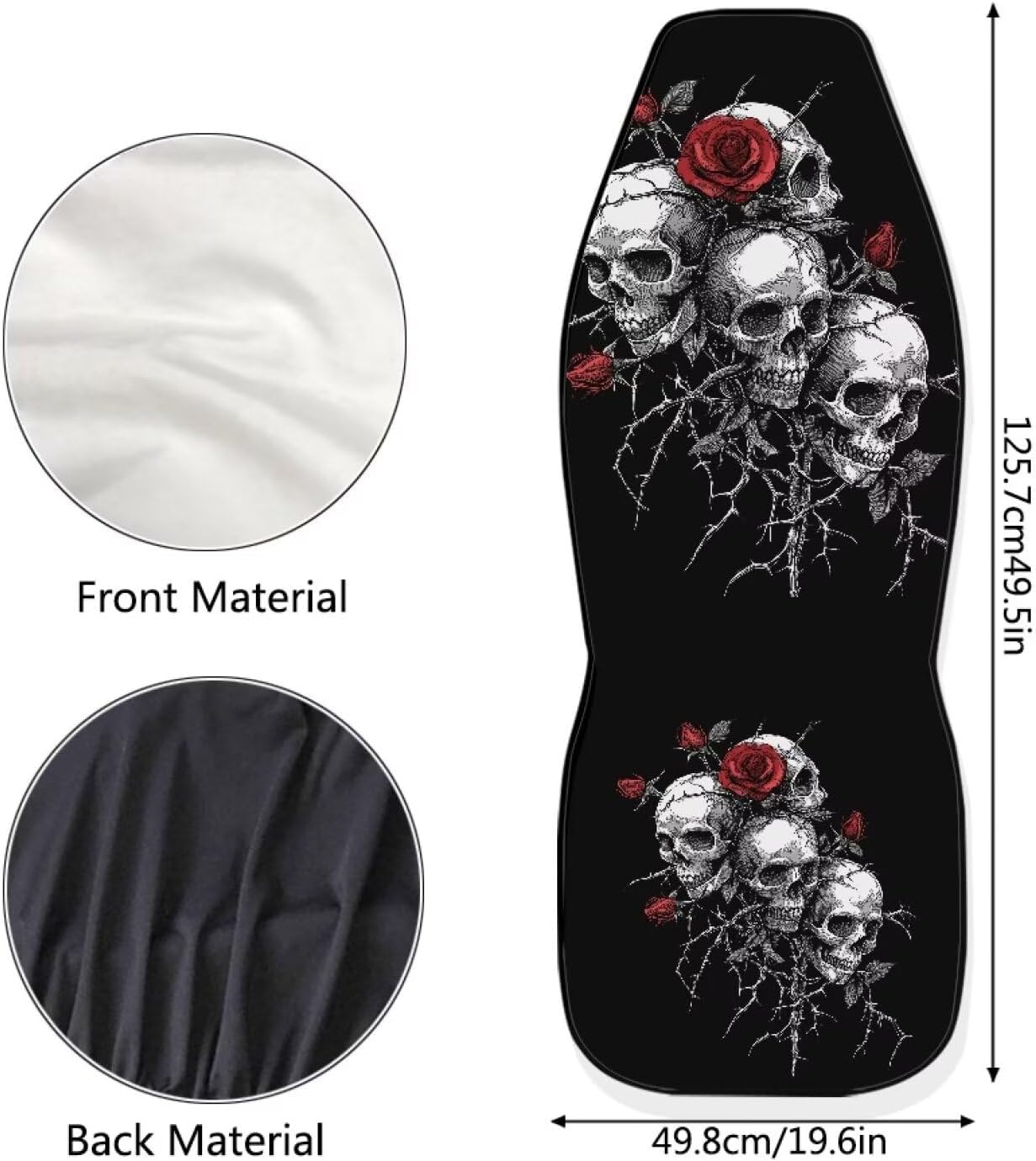 Bulopur Gothic Skull Car Seat Covers Front Set