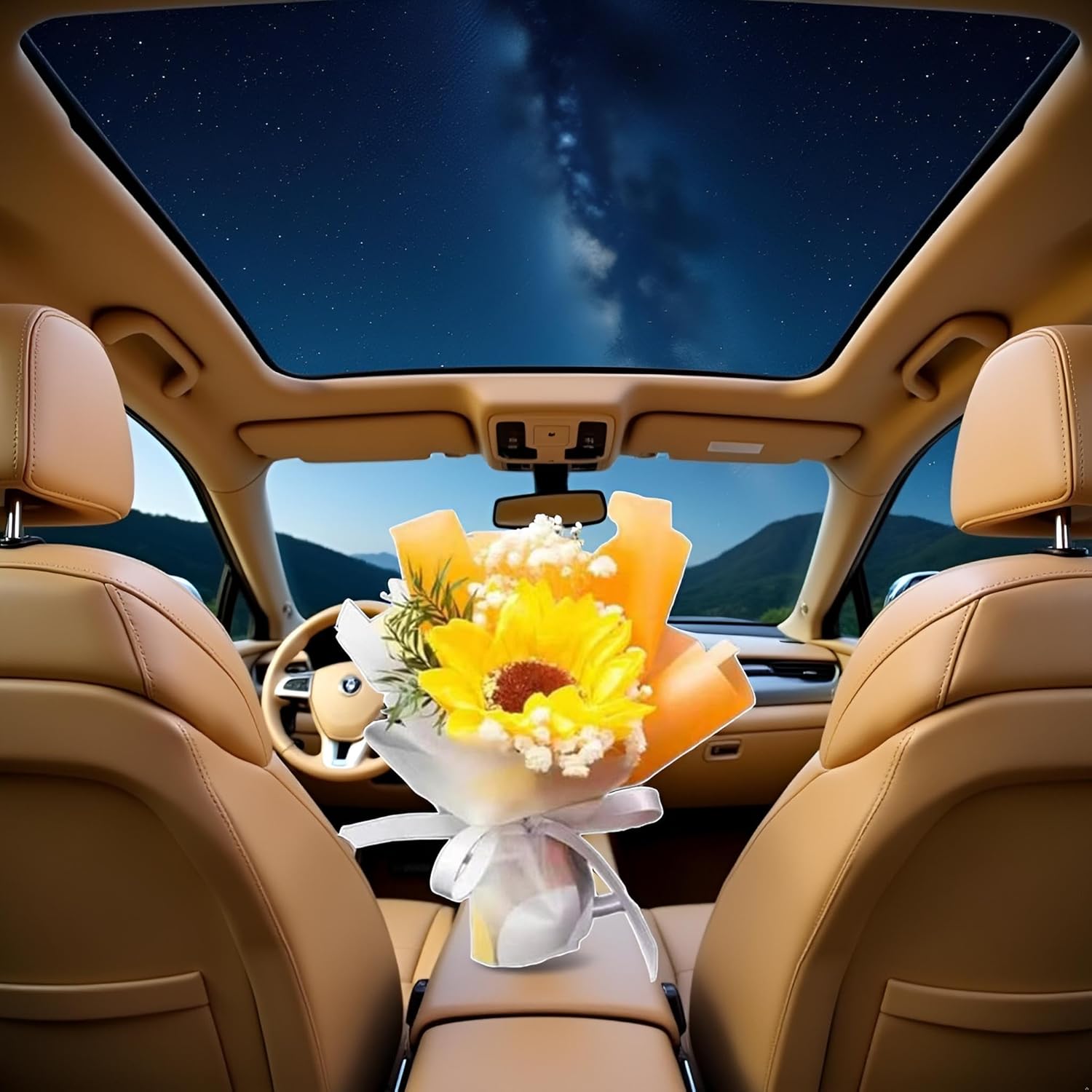 Yellow Mini Dried Flower Car Air Freshener Vent Clip