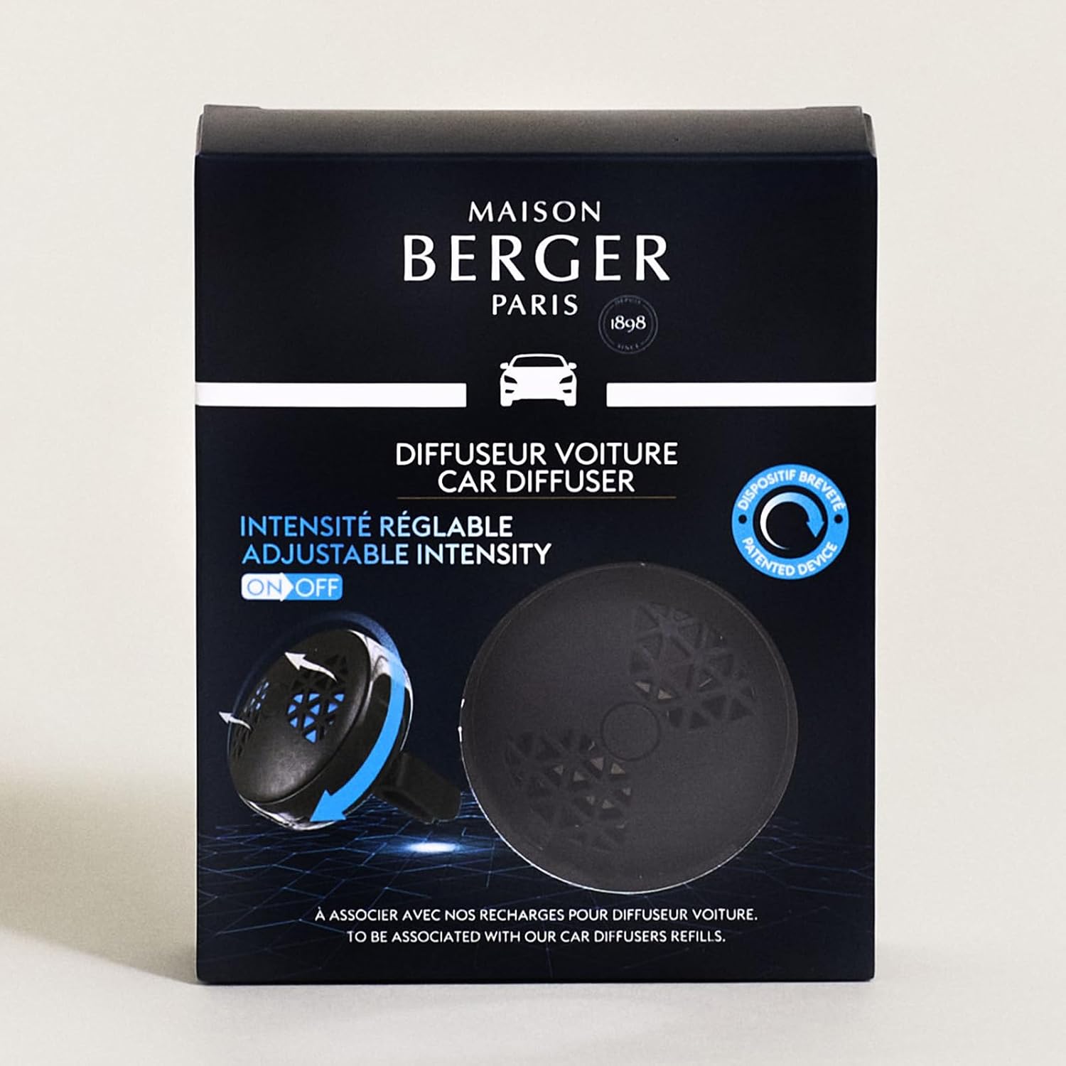 MAISON BERGER Adjustable Car Air Freshener Vent Clip Diffuser Set Black