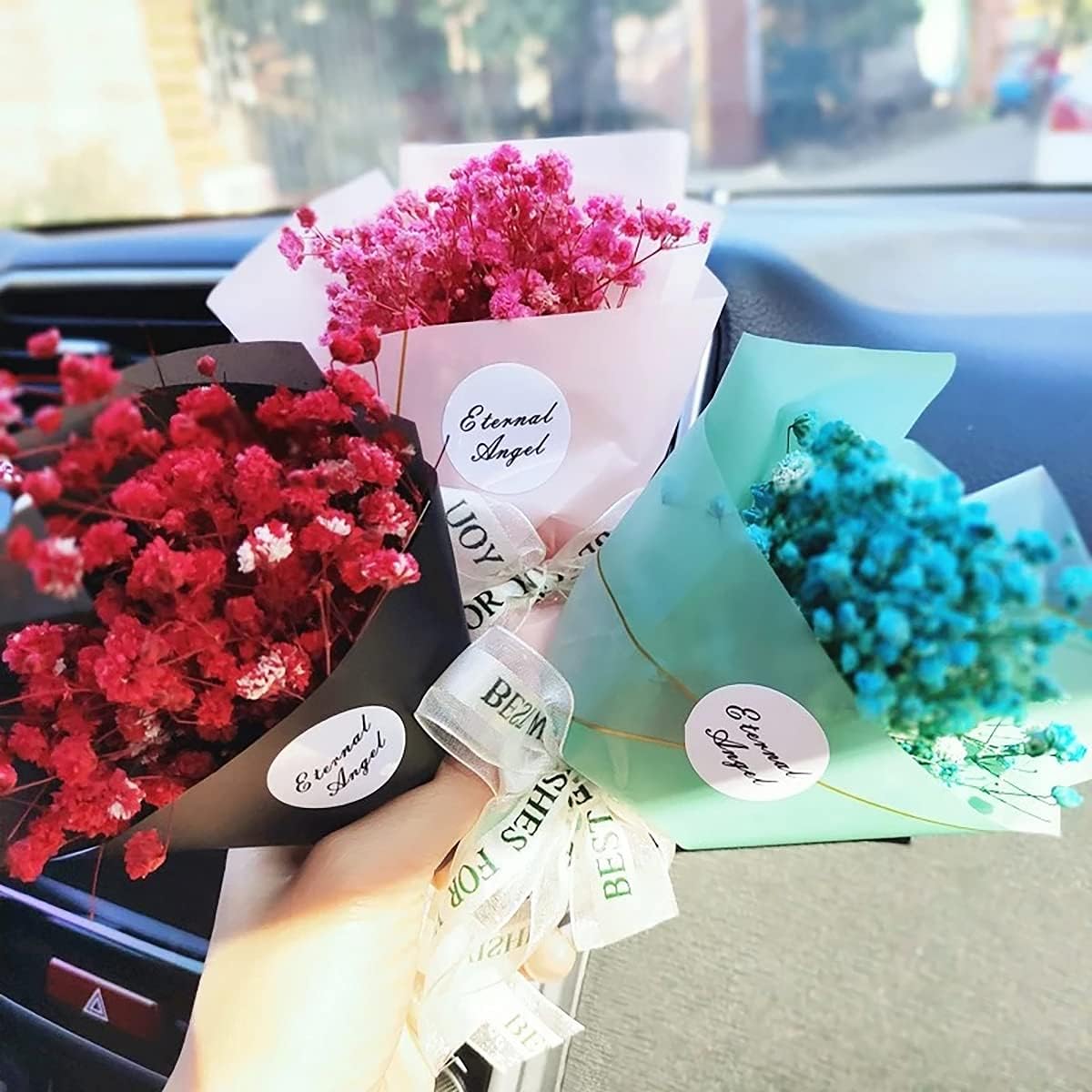Dried Flower Gypsophila Car Aromatherapy Clip - Black
