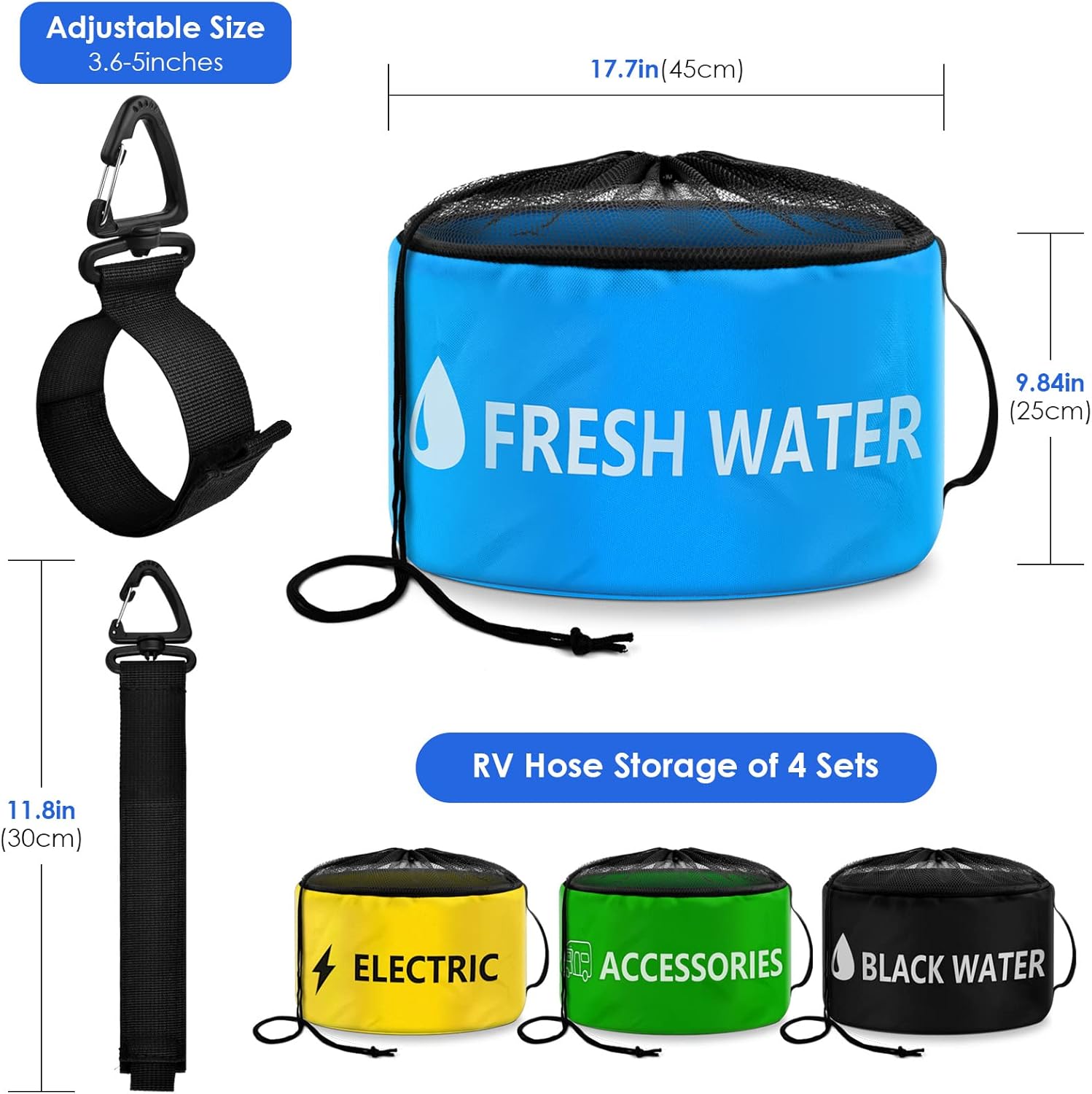 ERKOON 4-Pack Waterproof RV Hose Storage Bags