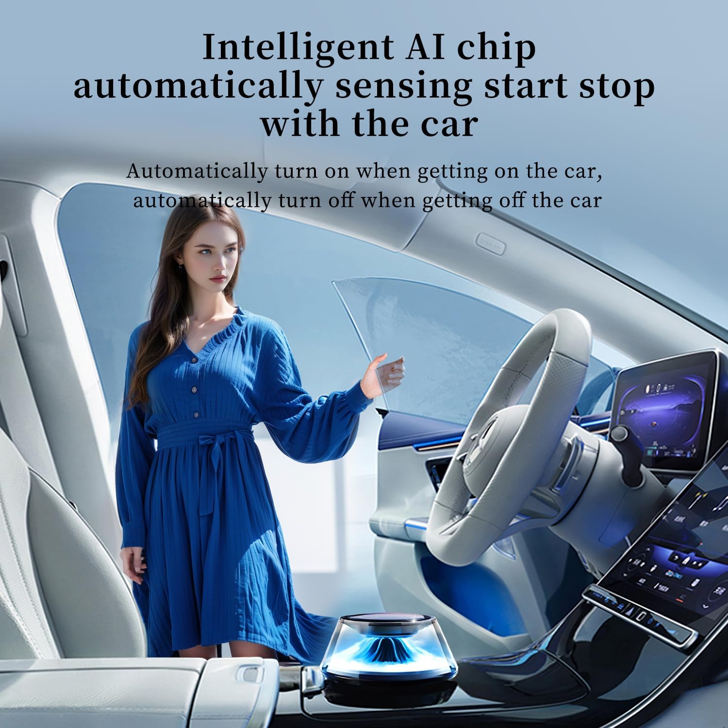 Smart Car Air Freshener with 5 Light Modes and Dual Fragrance