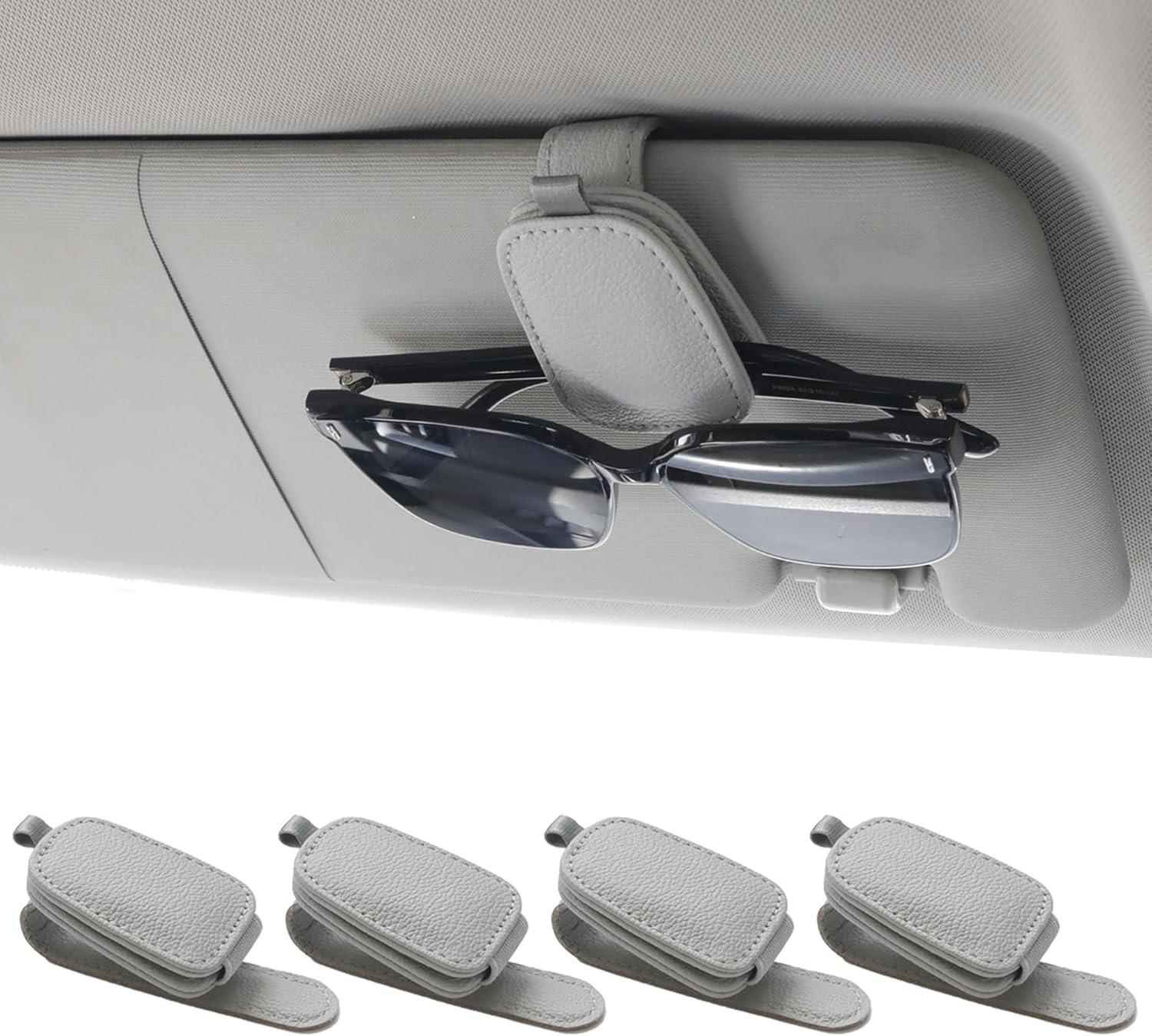 Yuoyar Magnetic Sunglass Holder 4Pcs Silver Grey