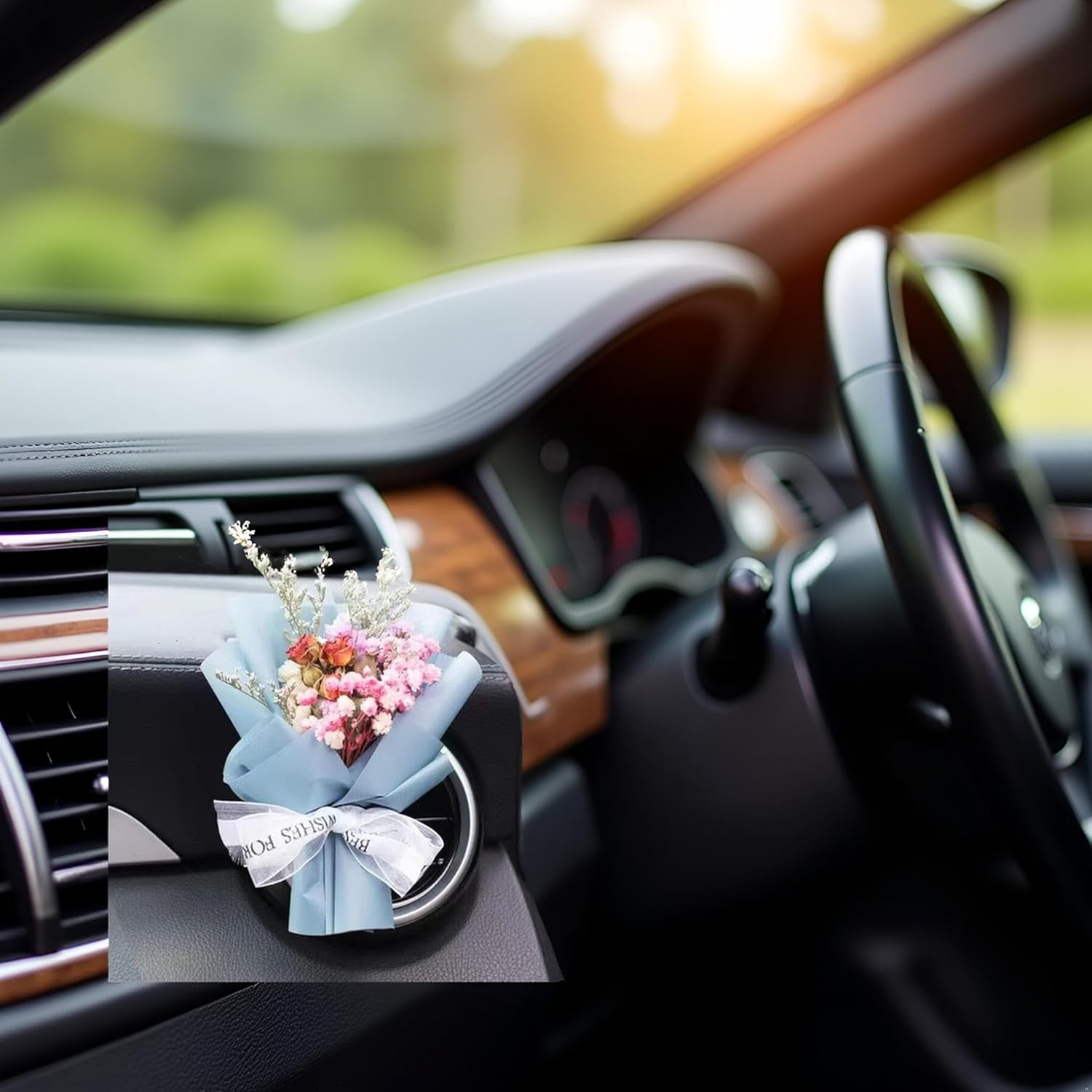Blue Mini Dried Flower Car Air Freshener Vent Clip