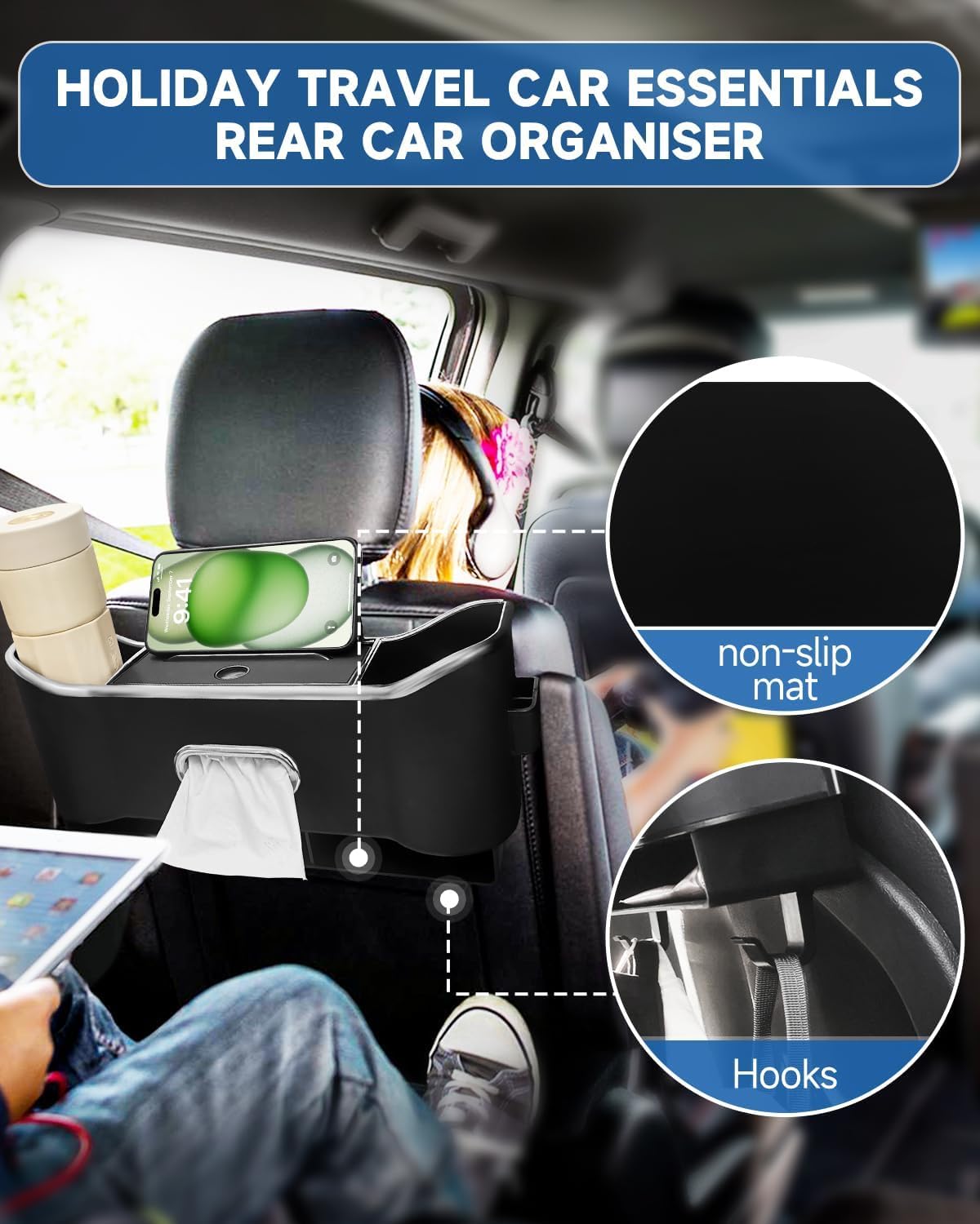 Car Seat Back Storage Box 5-in-1 Organizer