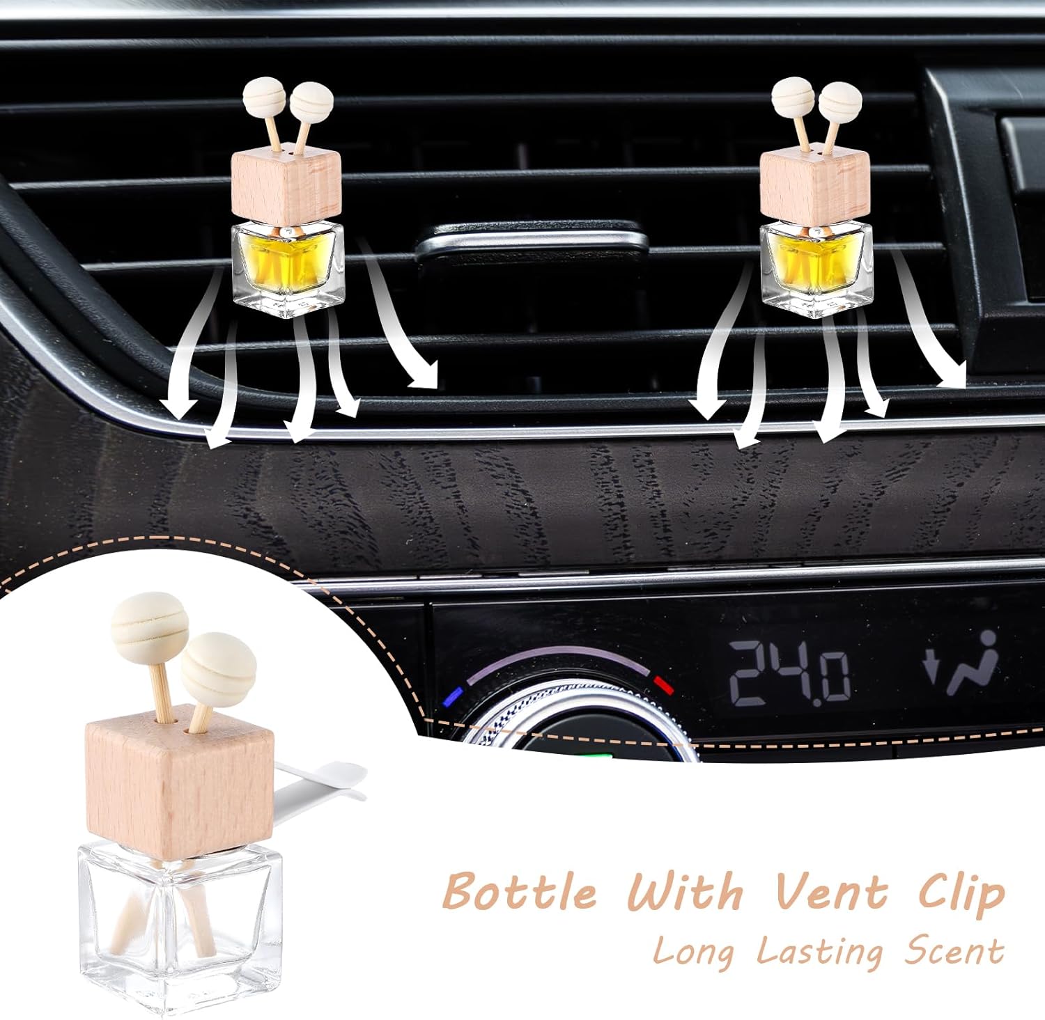 30 Pack Car Diffuser with Vent Clip and Wooden Sticks
