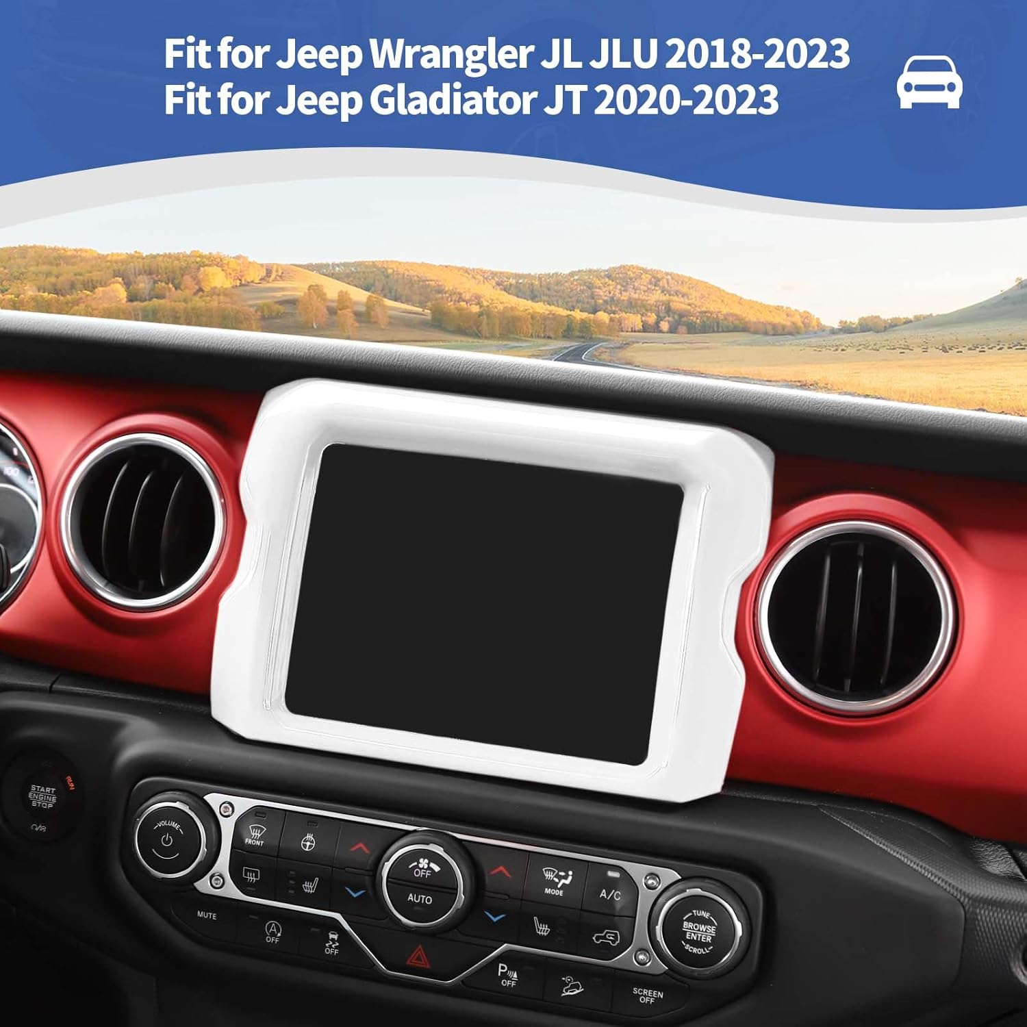 RT-TCZ Jeep JL Center Console Radio Trim Cover 84 inch White