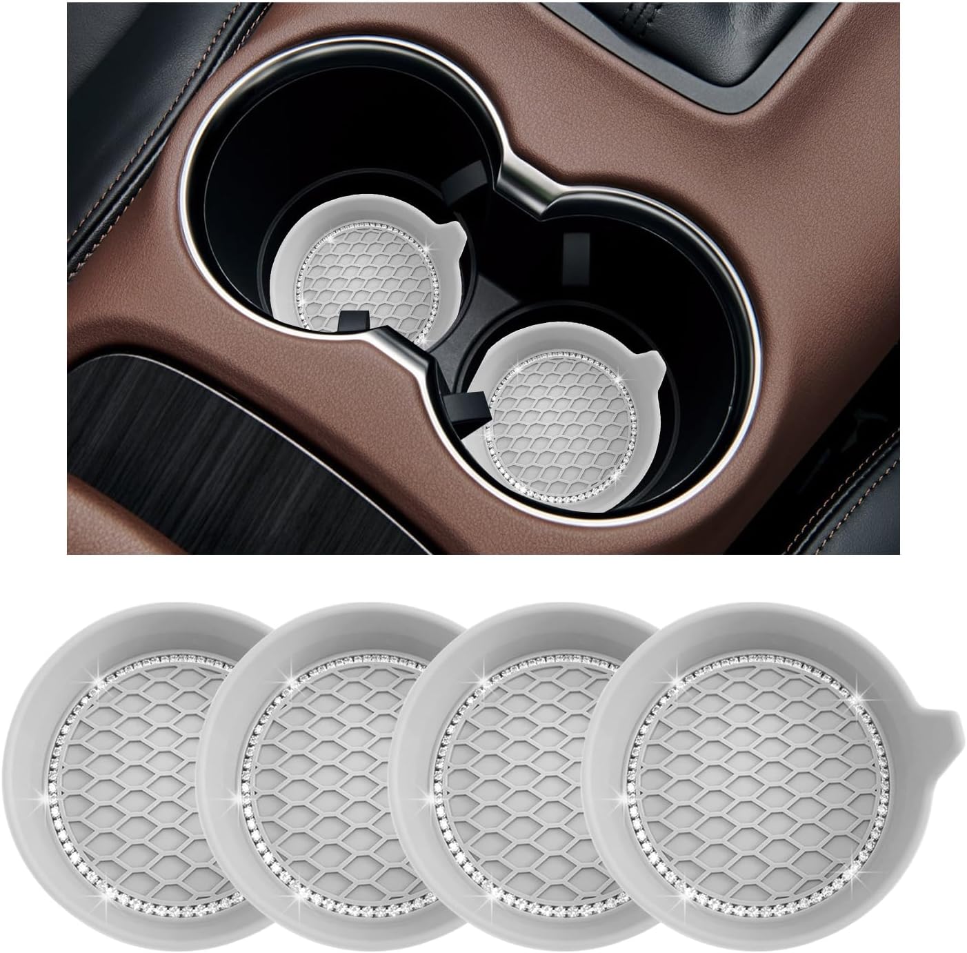 Ziciner 4 Piece Car Cup Coaster Holder Set