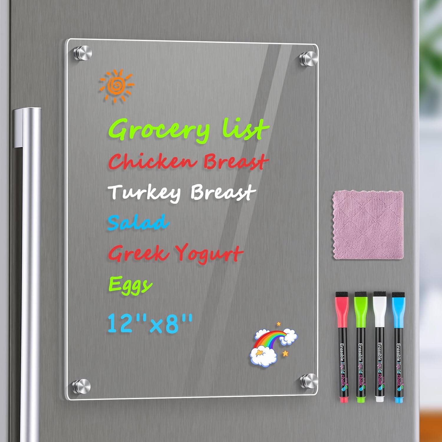 MaxGear 12x8 Clear Acrylic Magnetic Whiteboard for Fridge