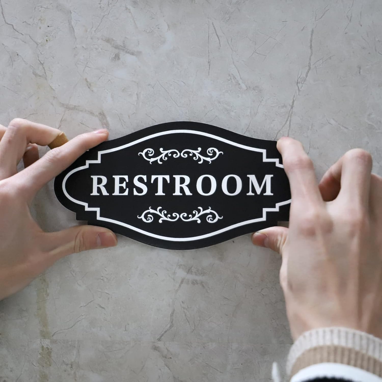 FXRN Restroom Sign 4x8 Inch Easy Install No Tools
