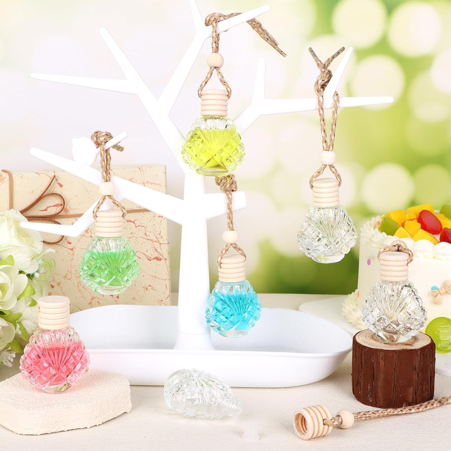 60 Pcs Hanging Car Air Freshener Diffuser Bottle Set