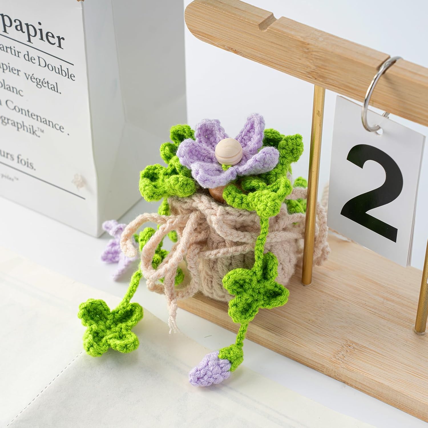 Purple Flowers Crochet Car Air Freshener