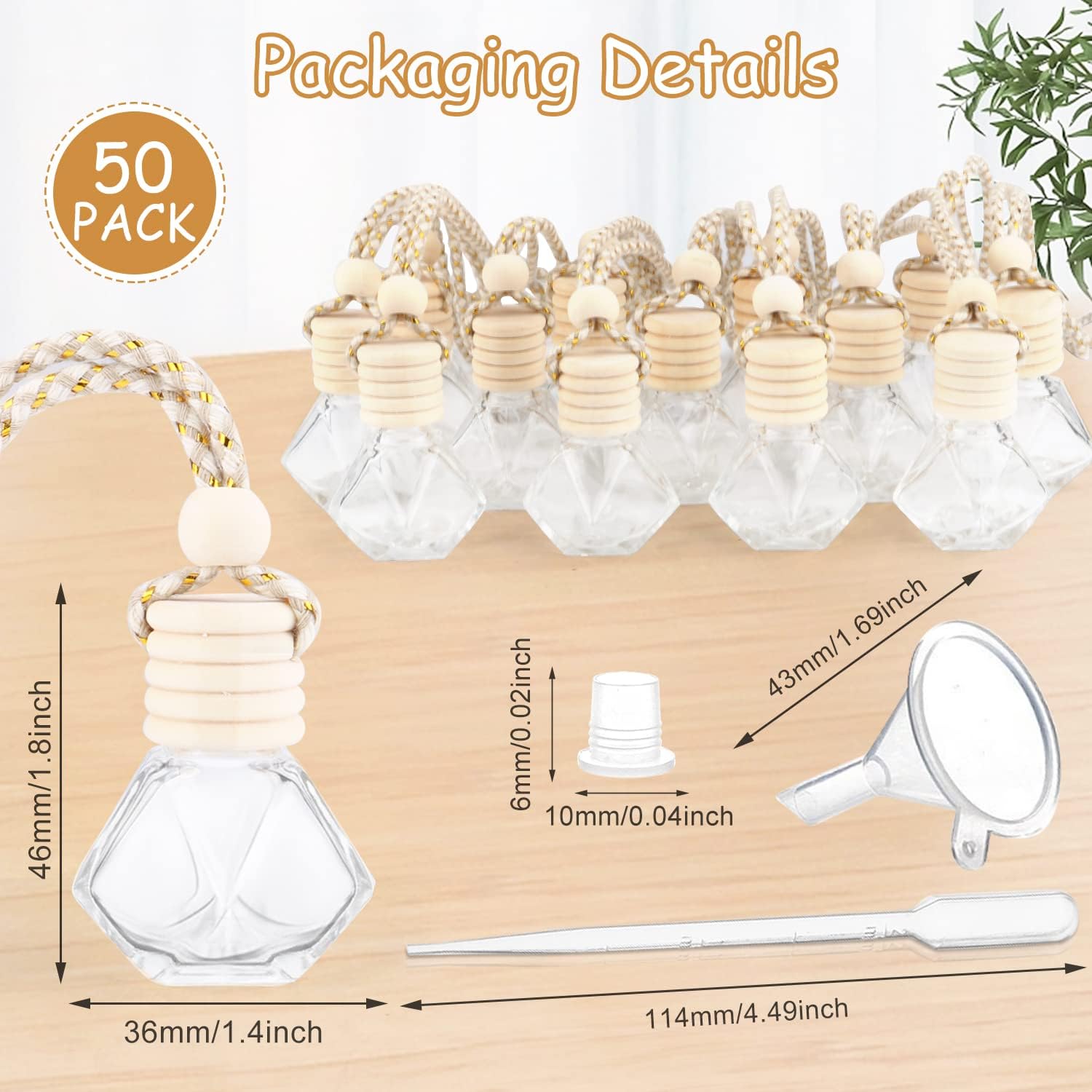 50 Pcs Set Diamond Shaped Glass Diffuser Vials