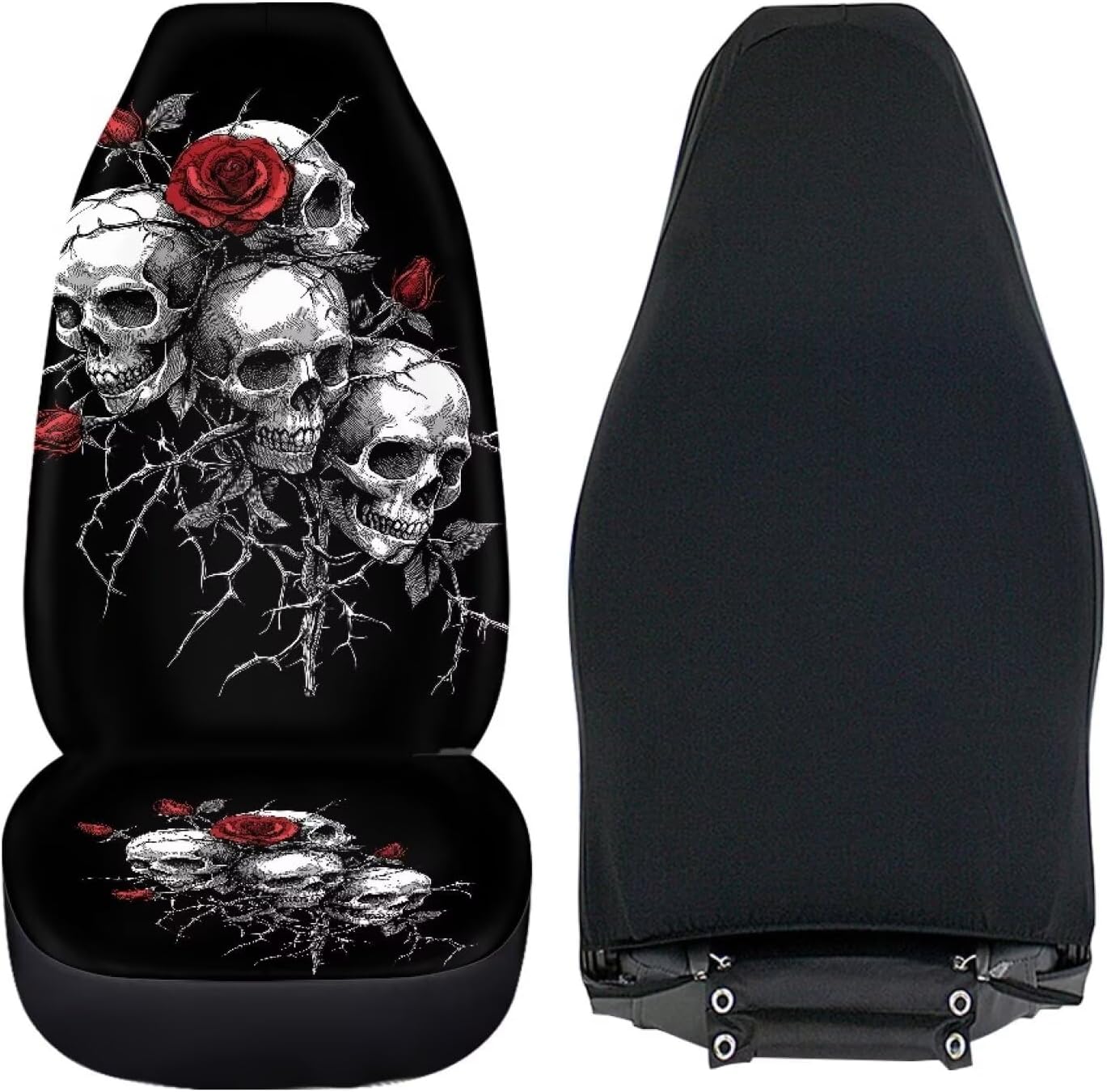 Bulopur Gothic Skull Car Seat Covers Front Set