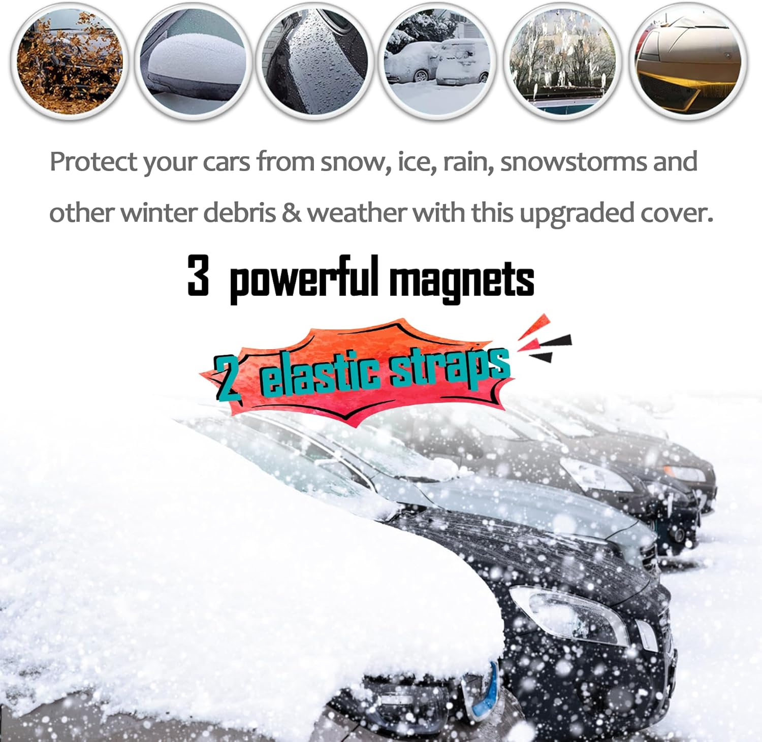 EXQUISLIFE 3-Layer Windshield Snow Cover for Cars and SUVs