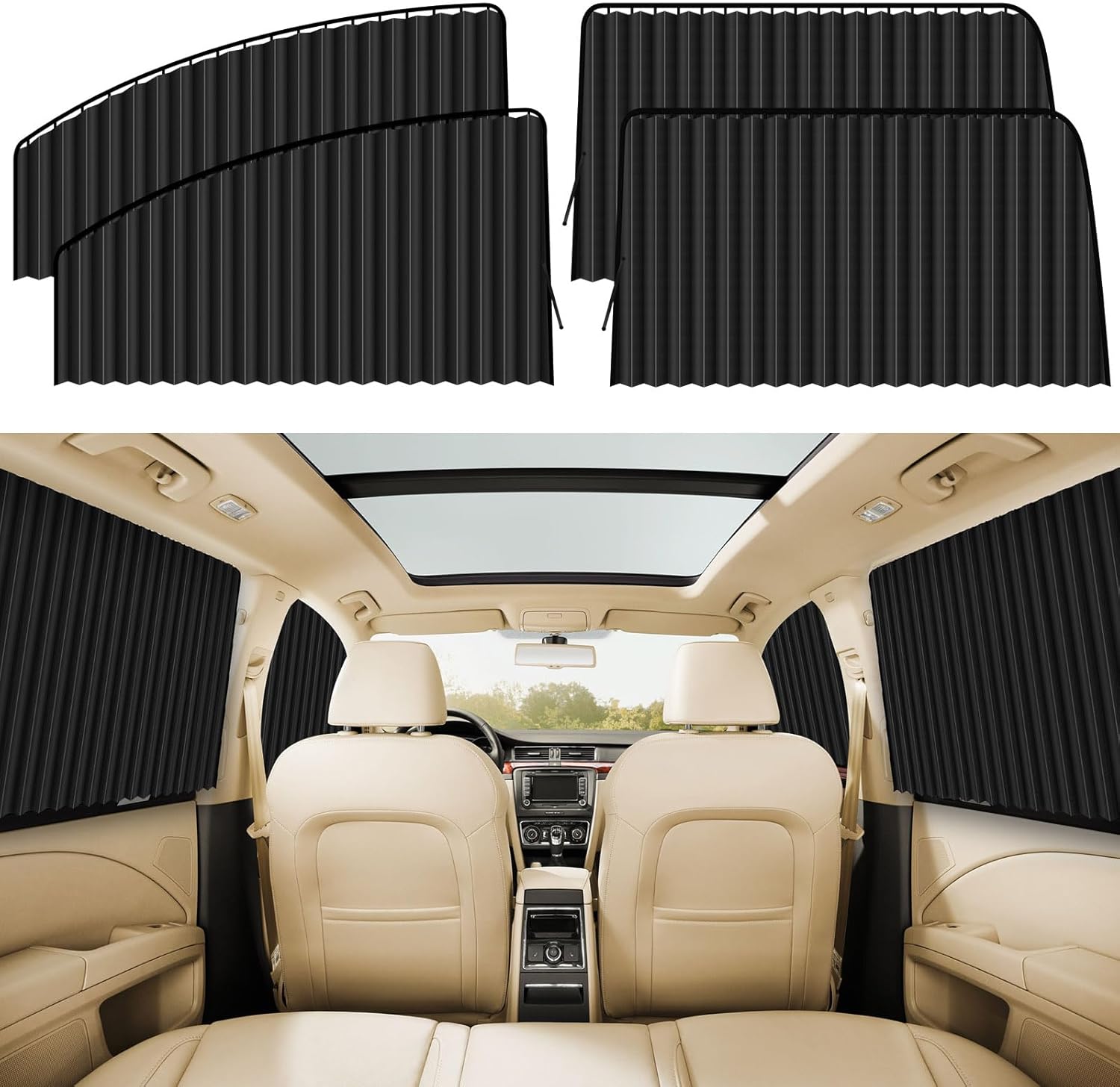 ZATOOTO 4 PCS Side Window Sun Shade Black Privacy Cover